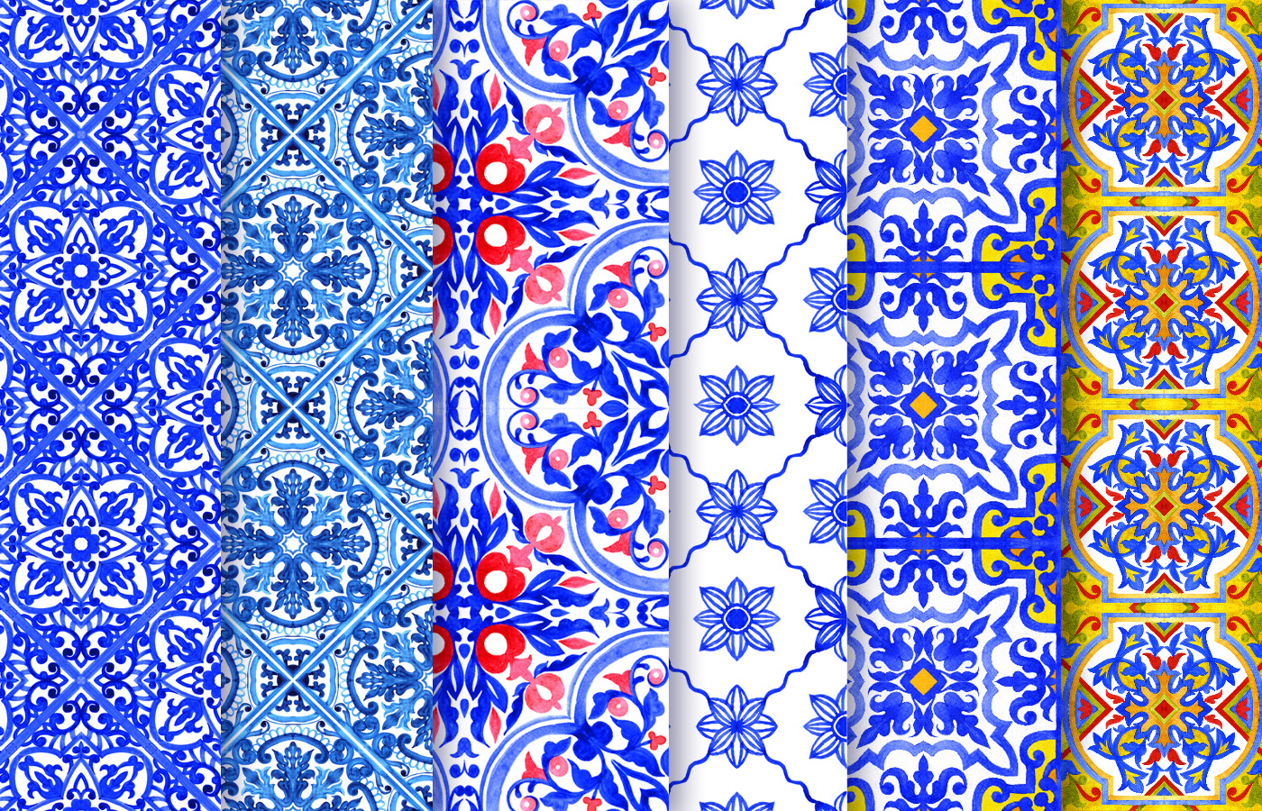 Azulejos (Portuguese blue tiles) seamless pattern. — Изображение №3 — Иллюстрация на Dprofile