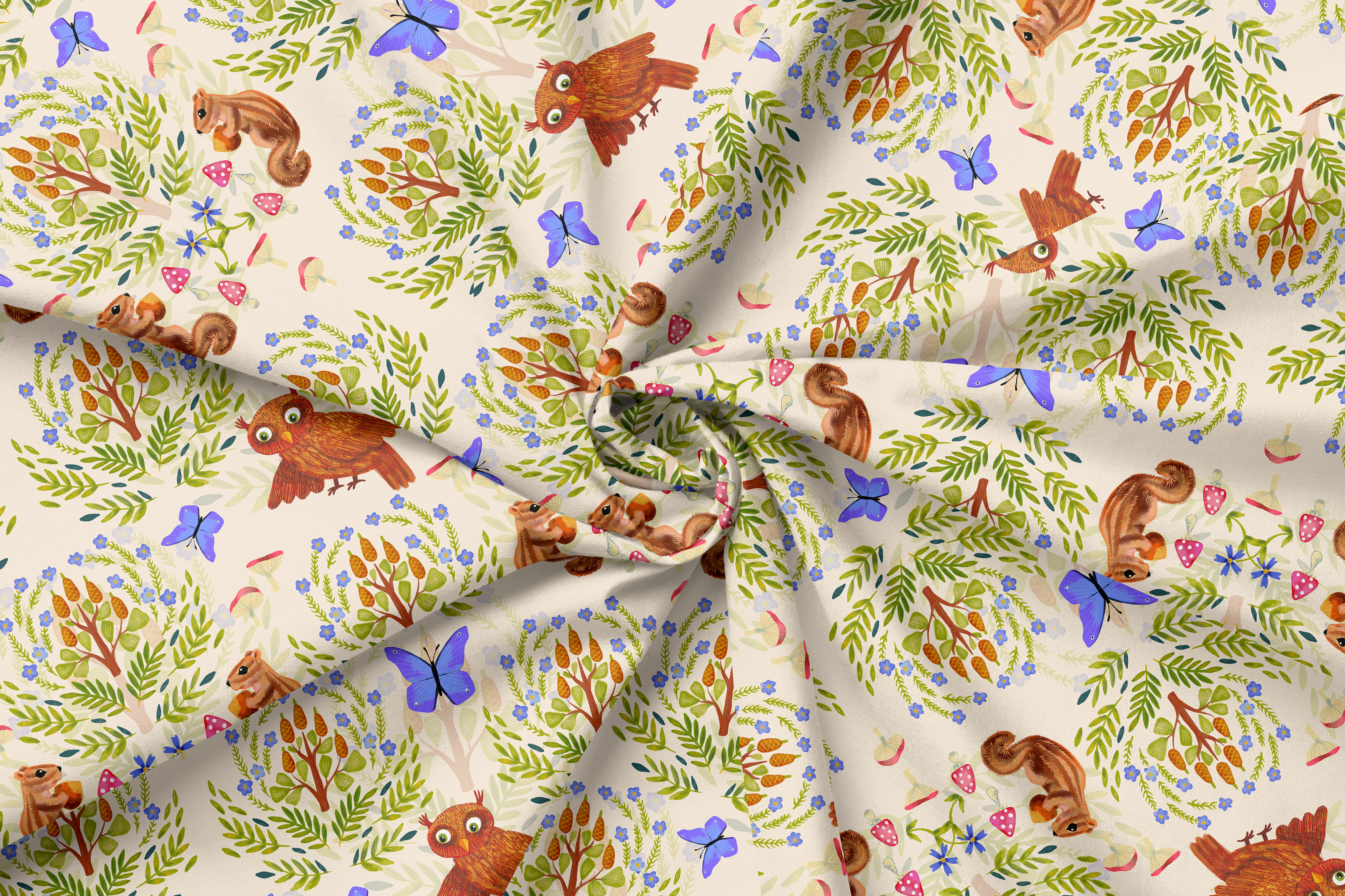 Woodland watercolor prints. Seamless patterns — Изображение №2 — Иллюстрация, Графика на Dprofile