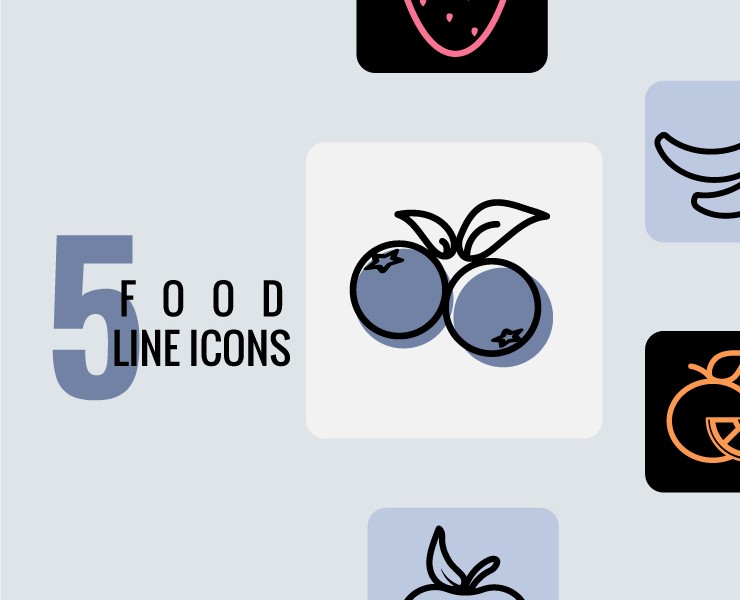 Линейные иконки фруктов для мобильного приложения — Иллюстрация, Маркетинг на Dprofile