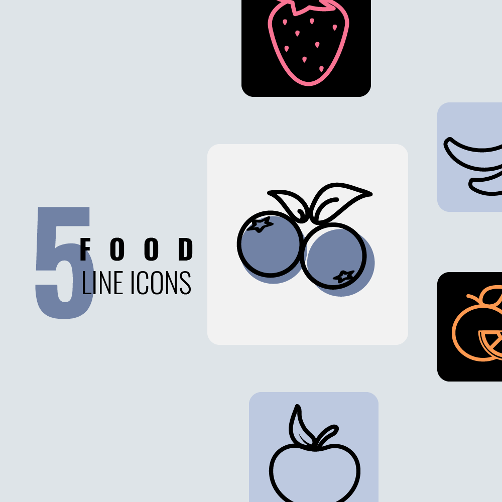 Линейные иконки фруктов для мобильного приложения — Изображение №1 — Иллюстрация, Маркетинг на Dprofile