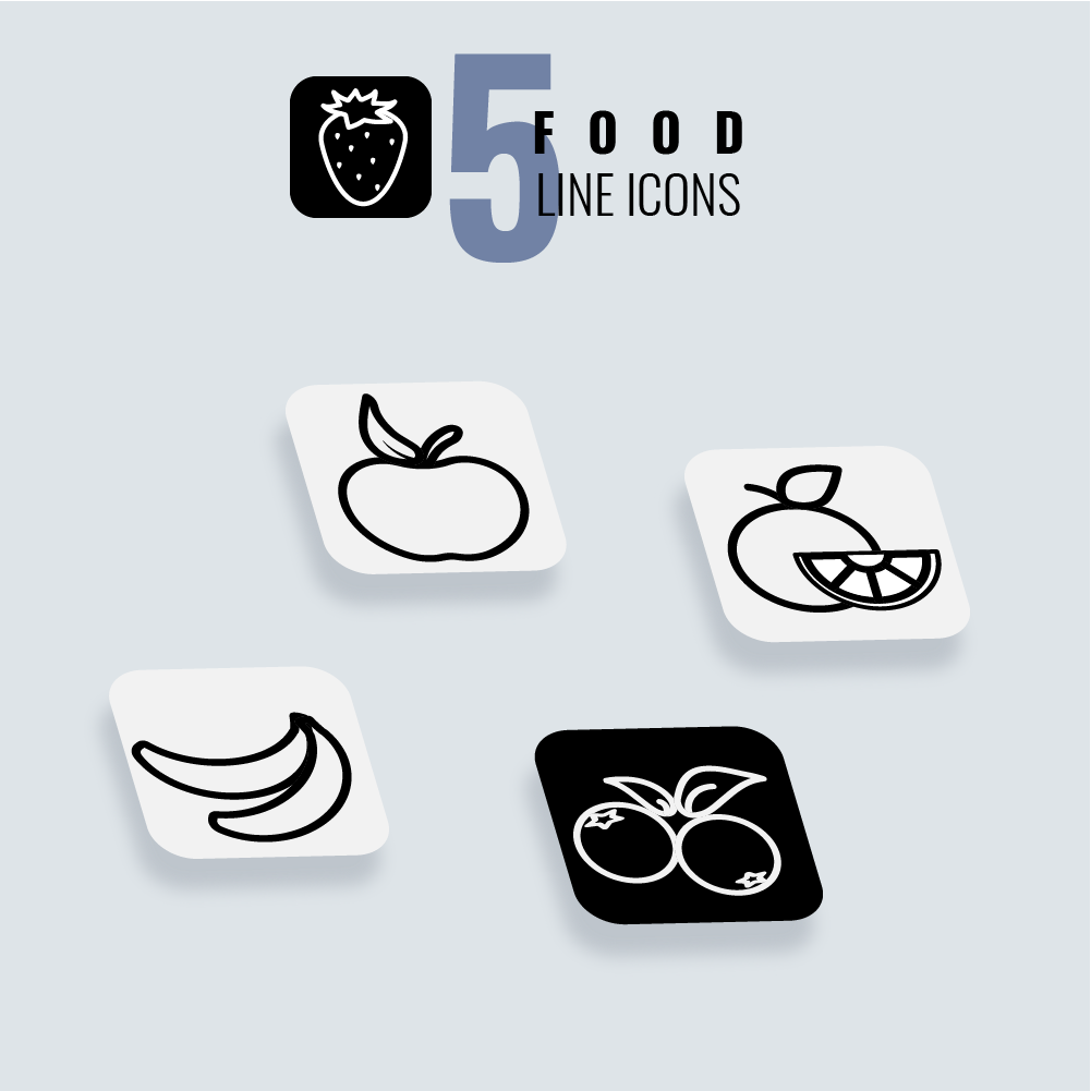 Линейные иконки фруктов для мобильного приложения — Изображение №4 — Иллюстрация, Маркетинг на Dprofile