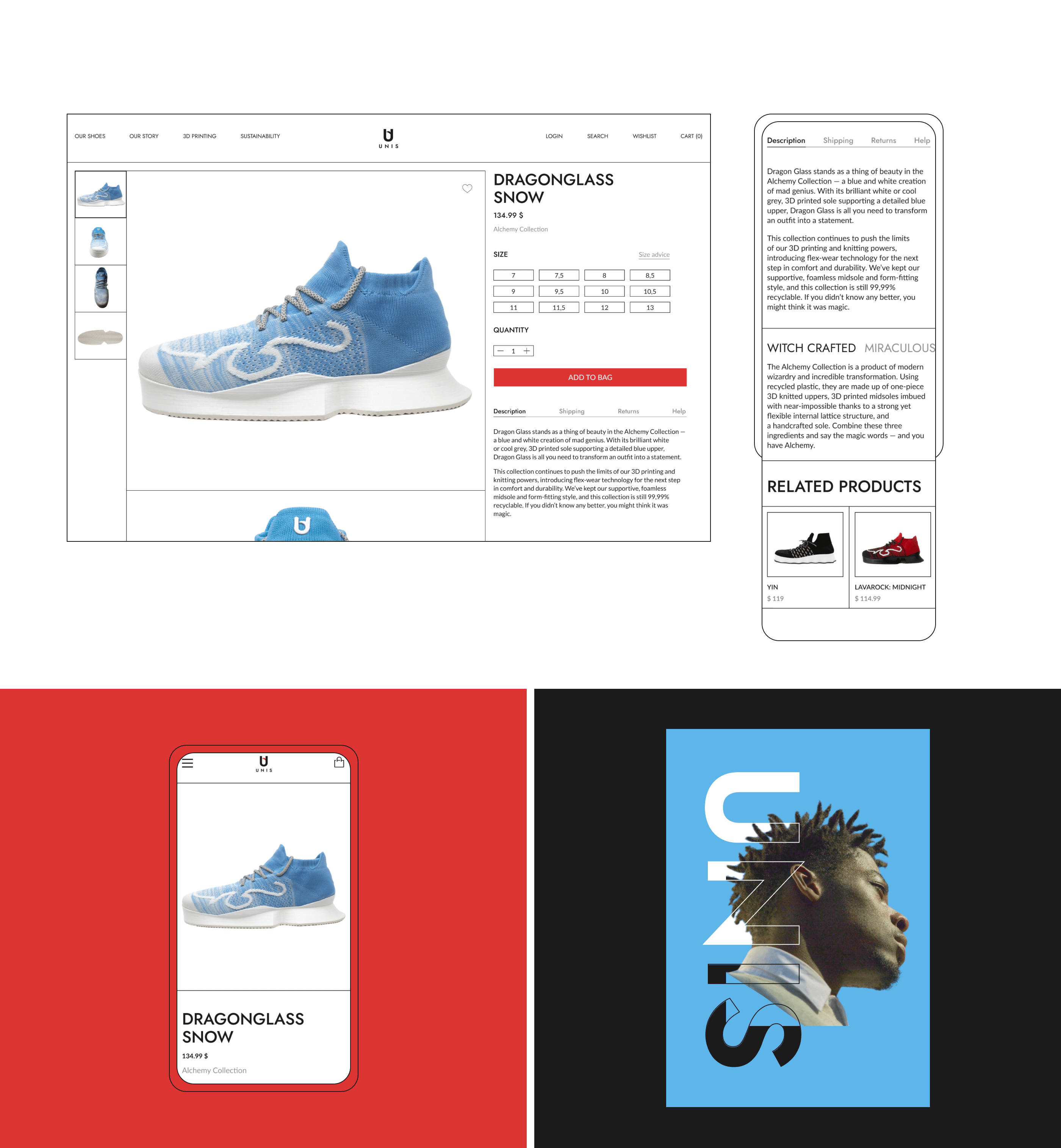 Unis Footwear — E-commerce Redesign Concept — Изображение №5 — Интерфейсы, Брендинг на Dprofile