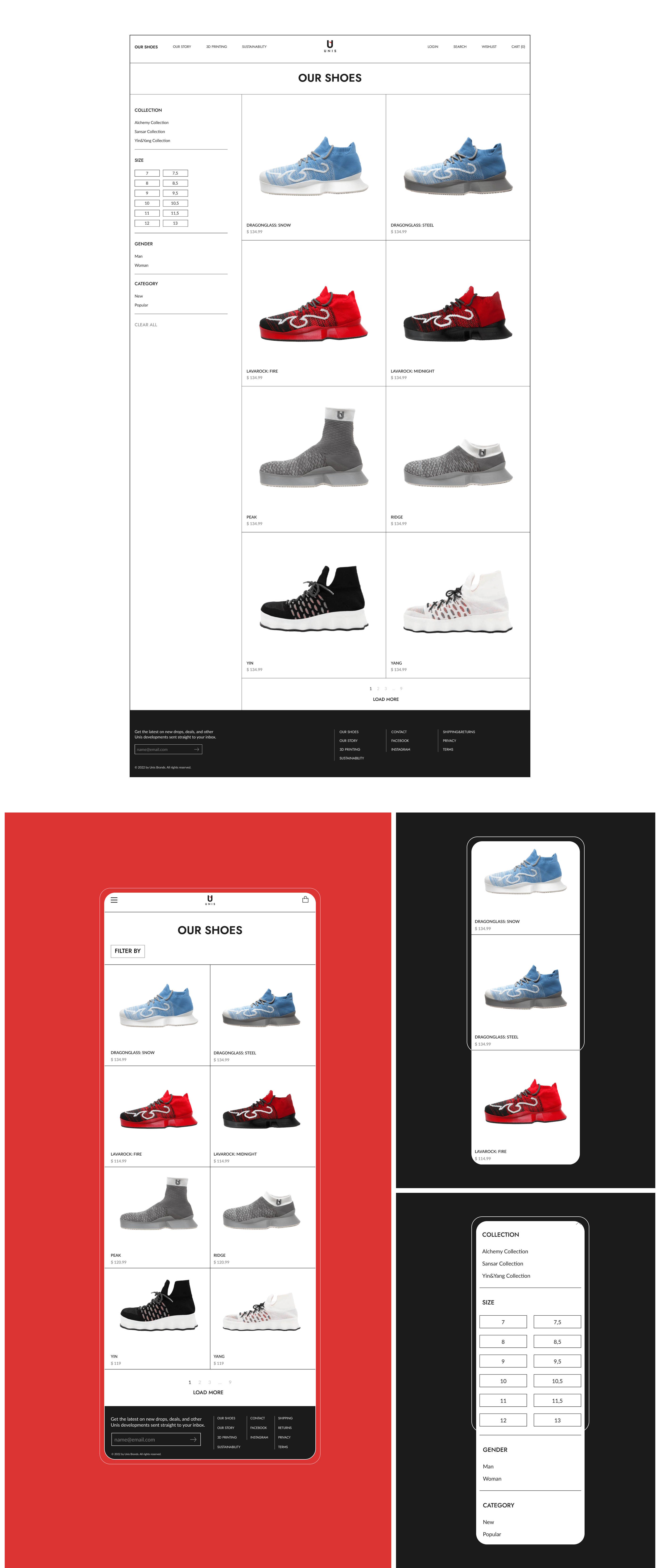 Unis Footwear — E-commerce Redesign Concept — Изображение №4 — Интерфейсы, Брендинг на Dprofile