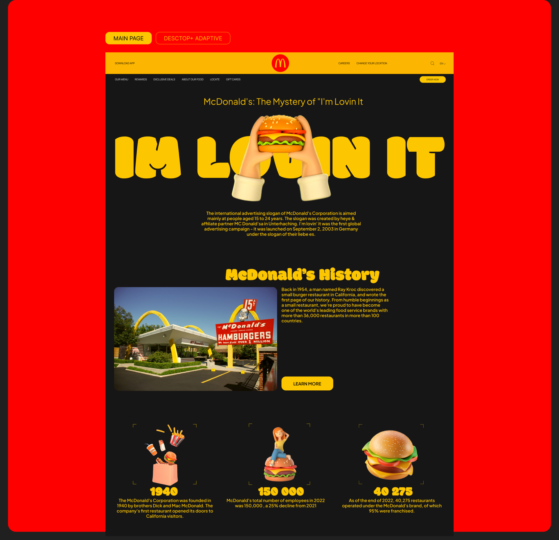 McDonald’s | Corporate site redesign | UI/UX Design — Изображение №2 — Интерфейсы, Брендинг на Dprofile