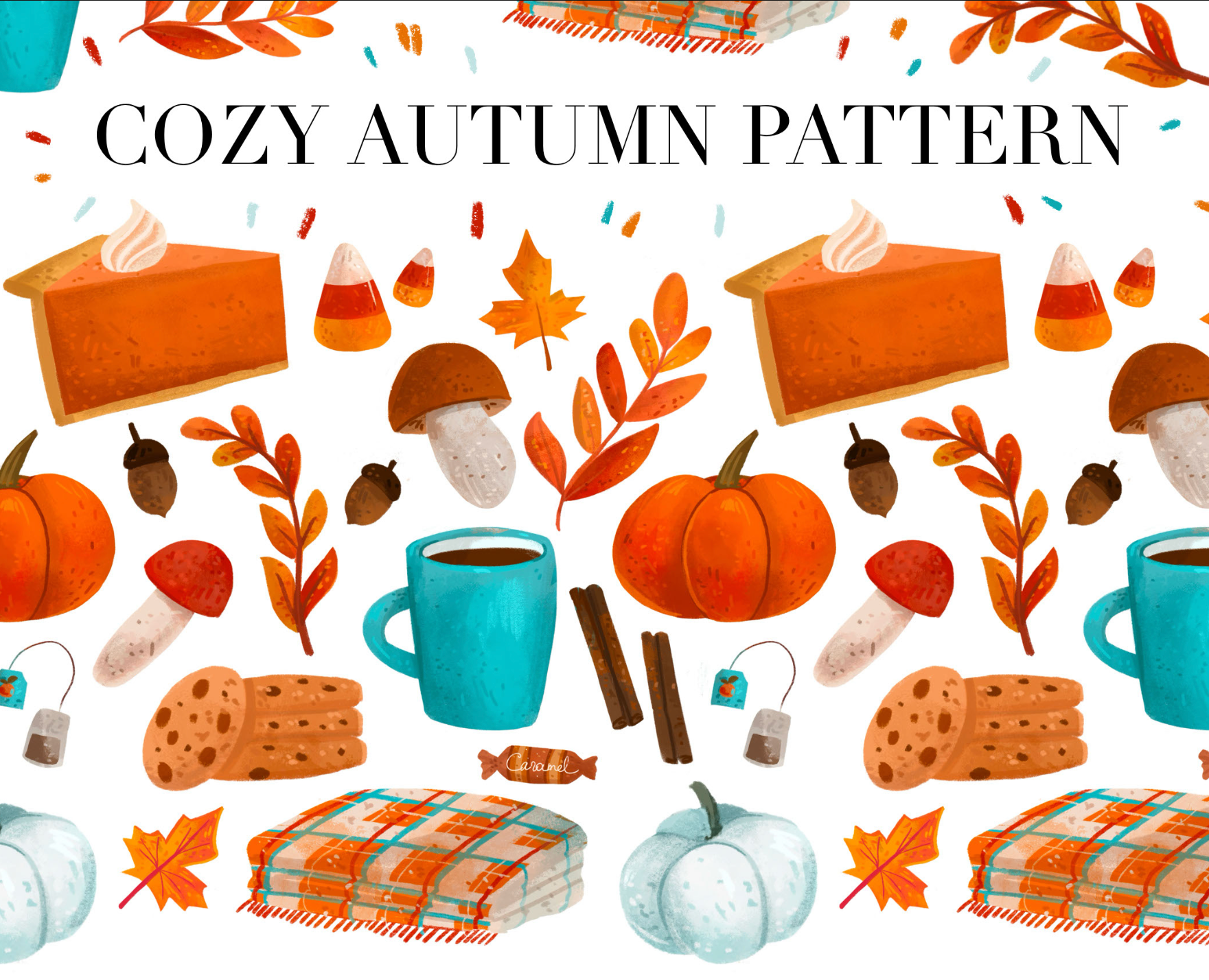 Cozy autumn pattern — Иллюстрация, Графика на Dprofile