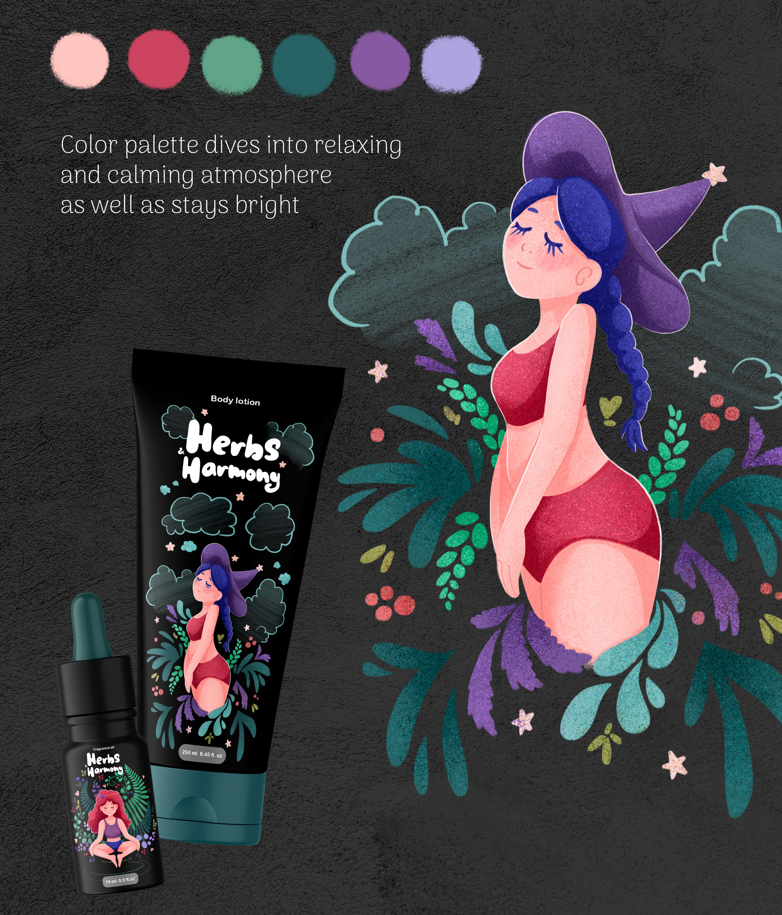 Herbs & Harmony Cosmetics Body Care Packaging design — Изображение №2 — Брендинг, Иллюстрация на Dprofile