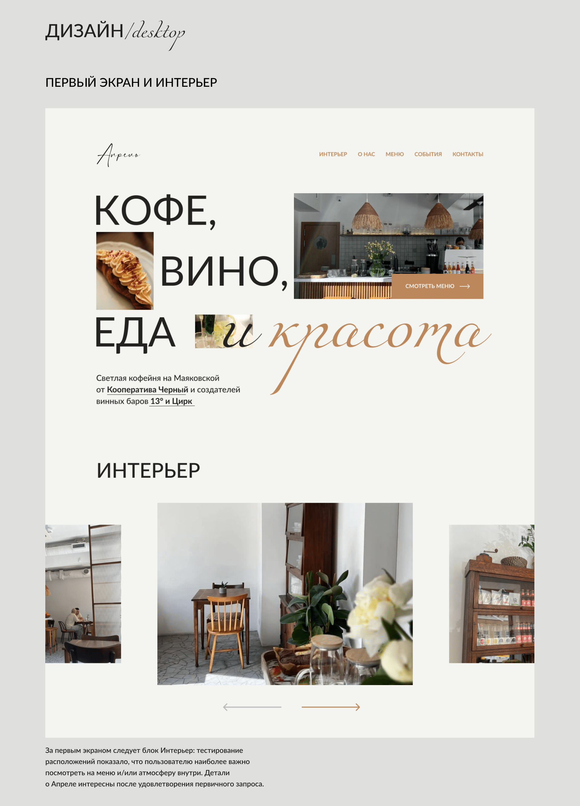 Дизайн сайта для кофейни Апрель — Изображение №5 — Интерфейсы на Dprofile