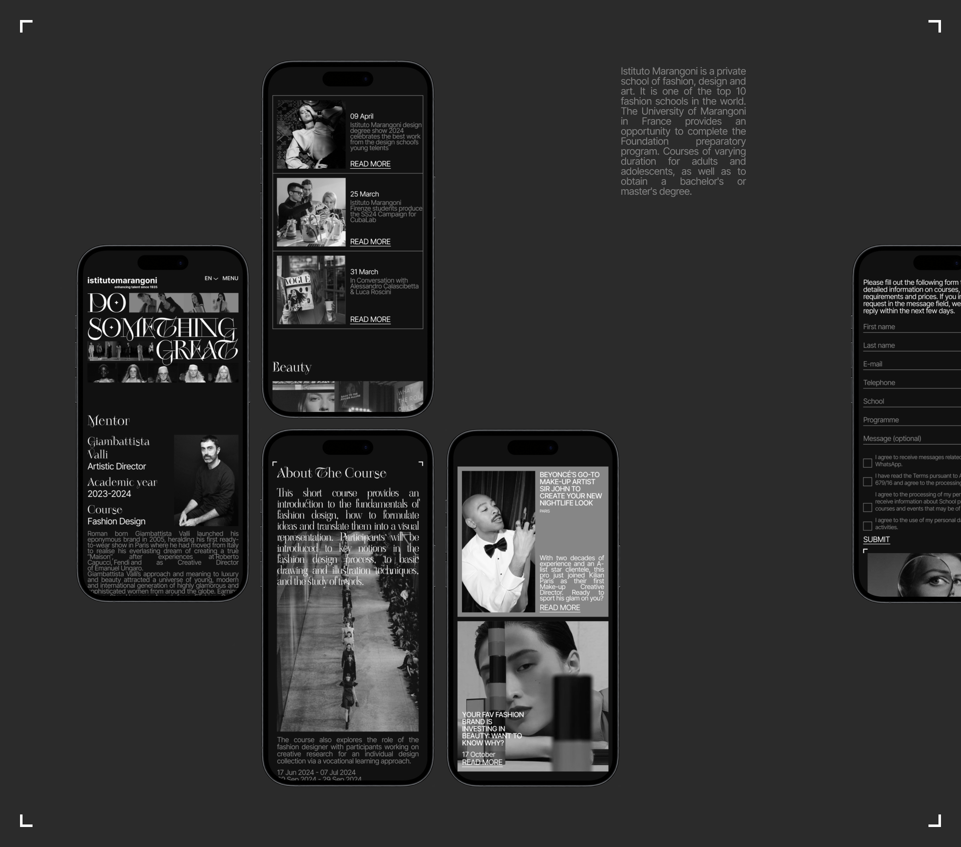 L'institut Marangoni | Corporate website — Изображение №10 — Интерфейсы, Брендинг на Dprofile