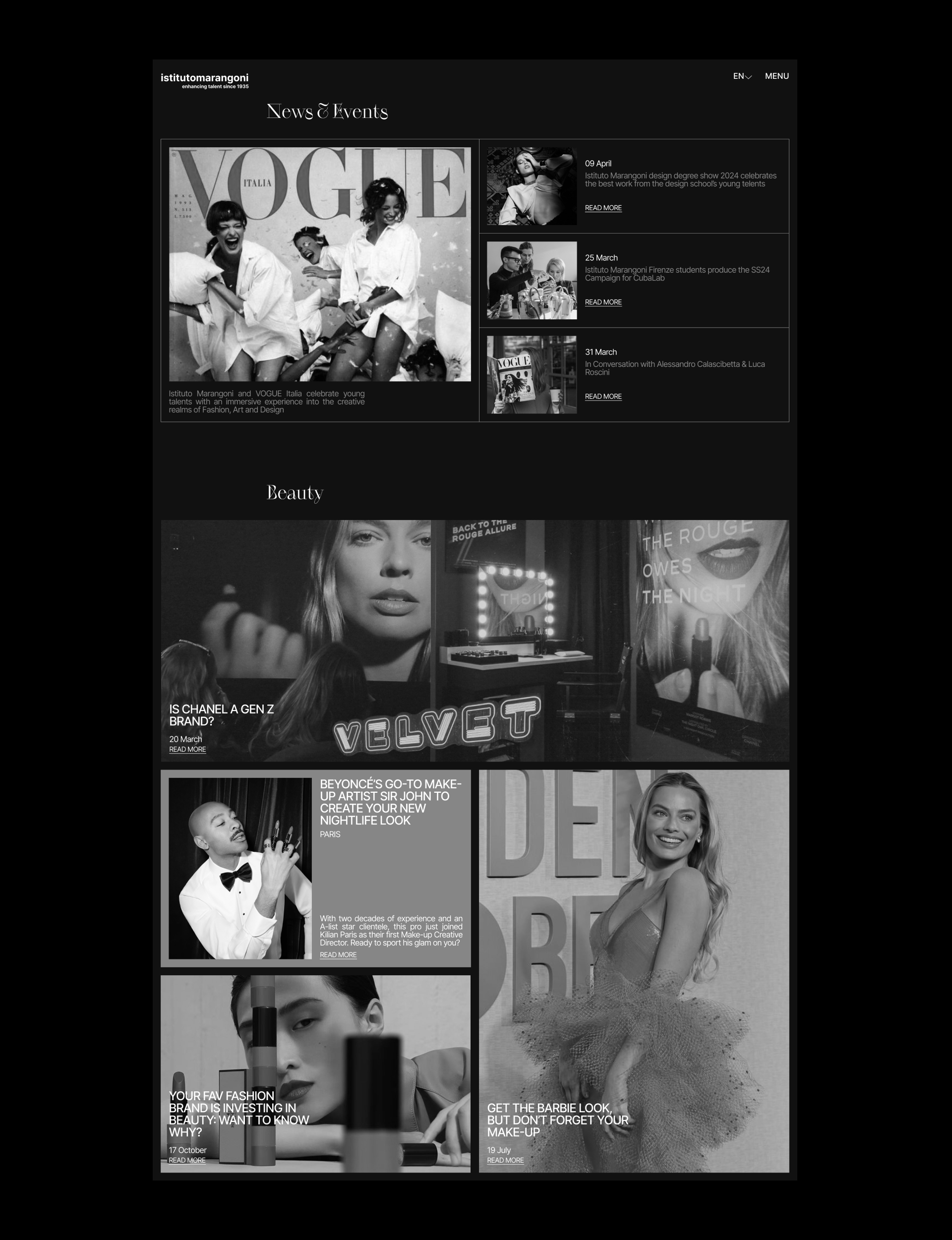 L'institut Marangoni | Corporate website — Изображение №9 — Интерфейсы, Брендинг на Dprofile