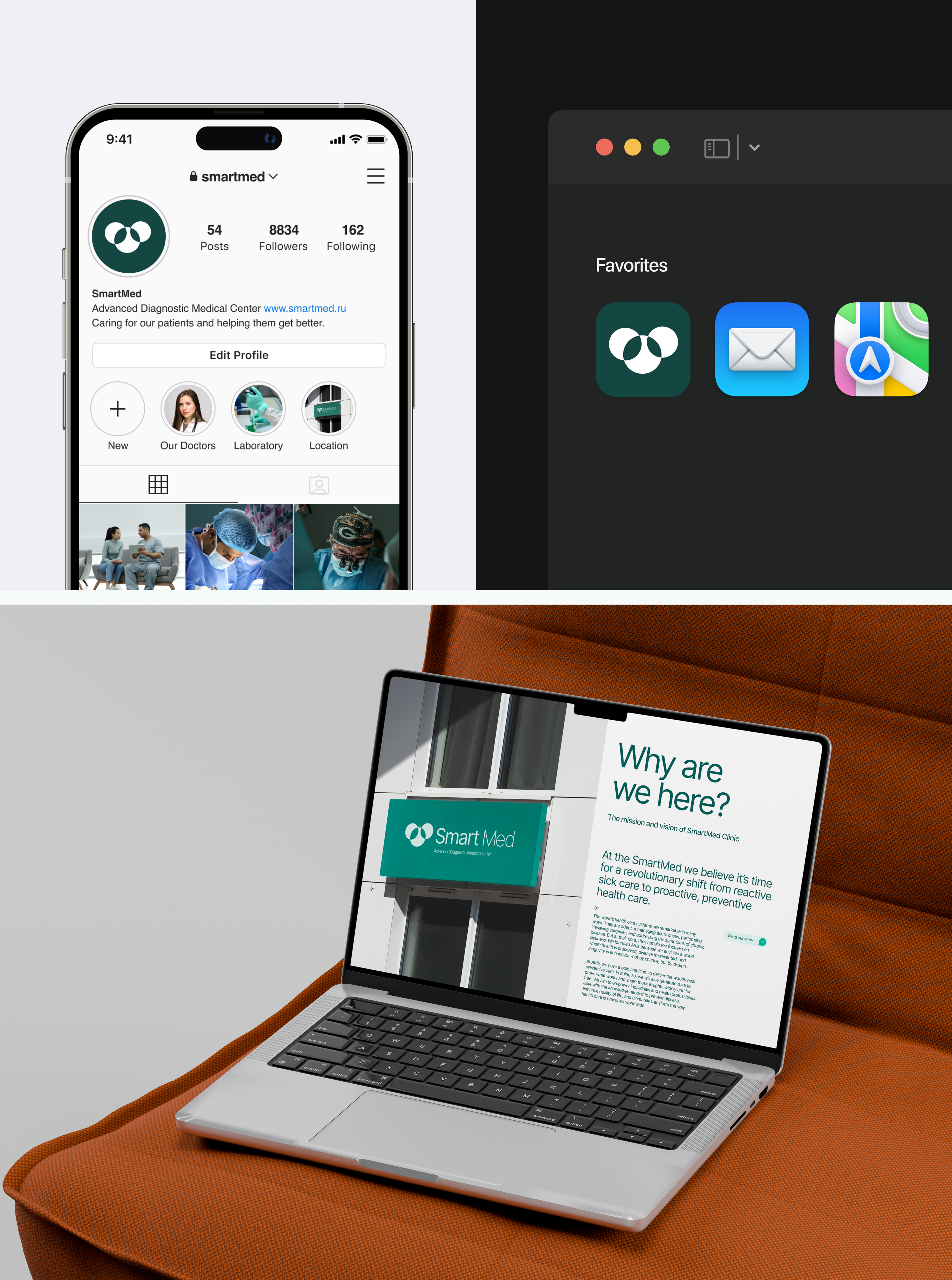 SmartMed Clinics. Branding, Logo-design & Web-concept. — Изображение №7 — Брендинг на Dprofile