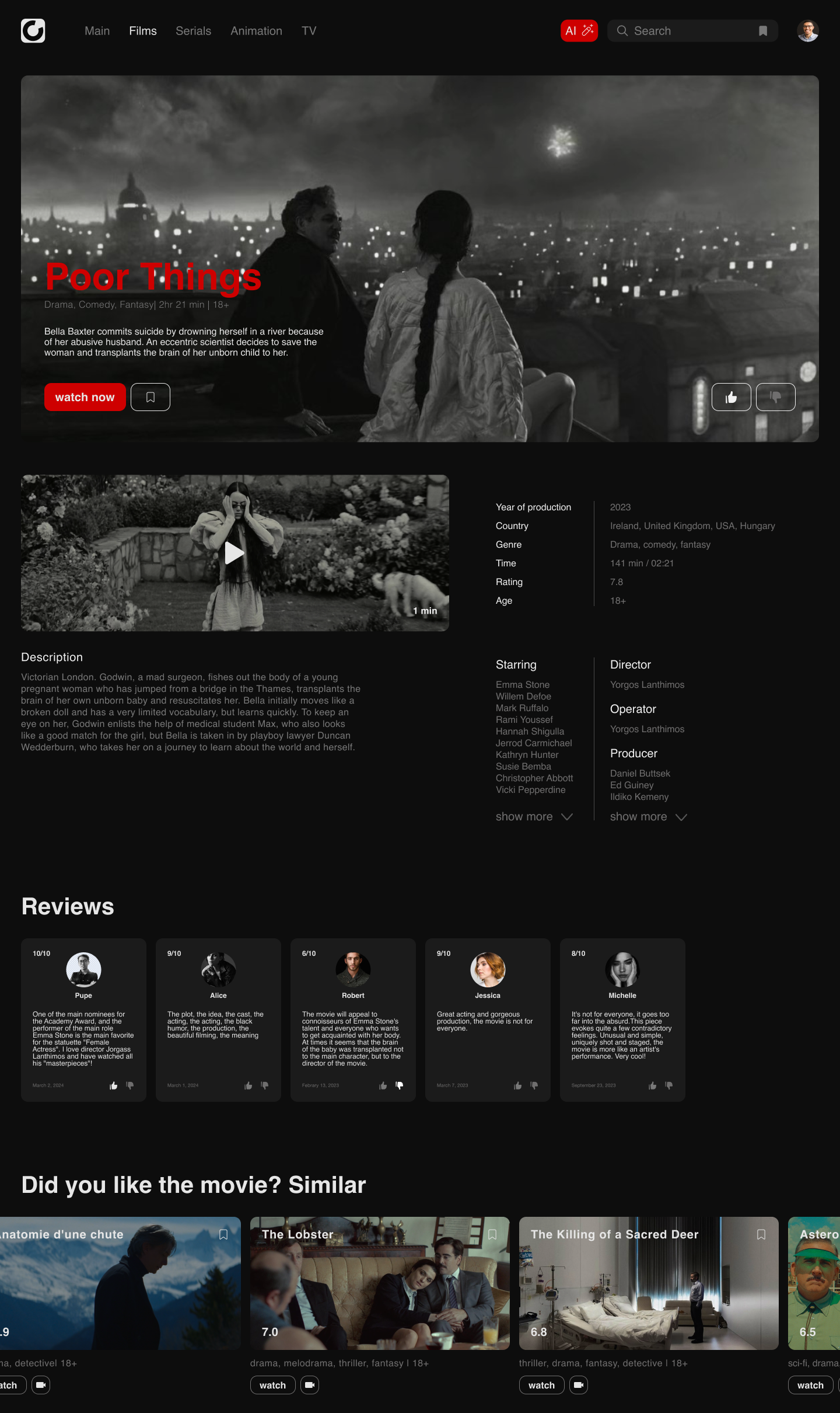 Online movie service | UX UI — Изображение №14 — Интерфейсы на Dprofile