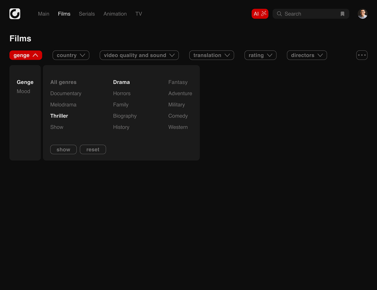 Online movie service | UX UI — Изображение №8 — Интерфейсы на Dprofile