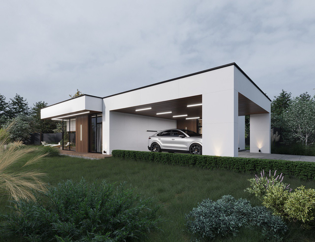 Визуализация здания бани в современном стиле — Изображение №2 — Иллюстрация, 3D на Dprofile