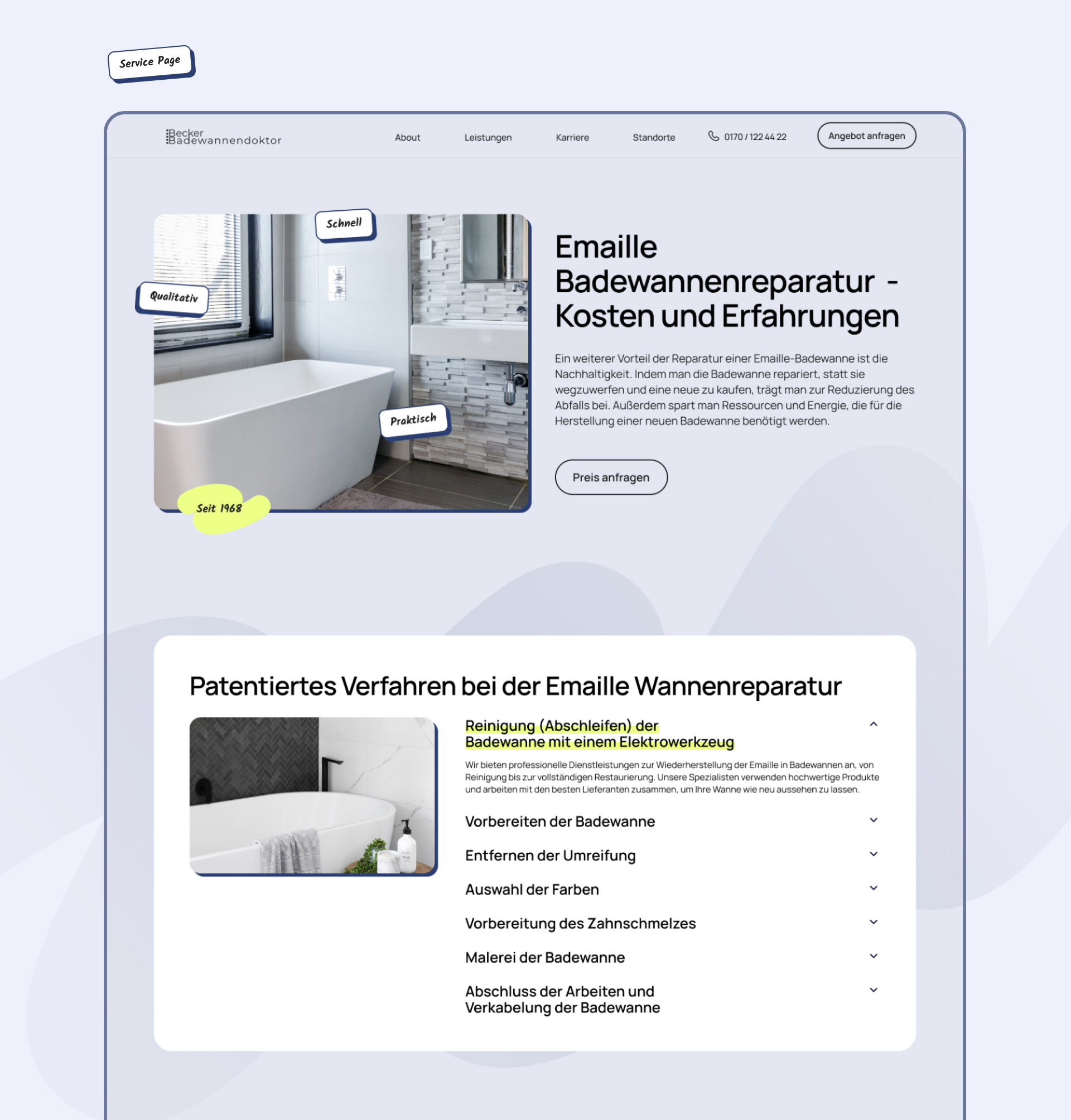Badewannendoktor |сайт реставрации ван — Изображение №8 — Интерфейсы на Dprofile