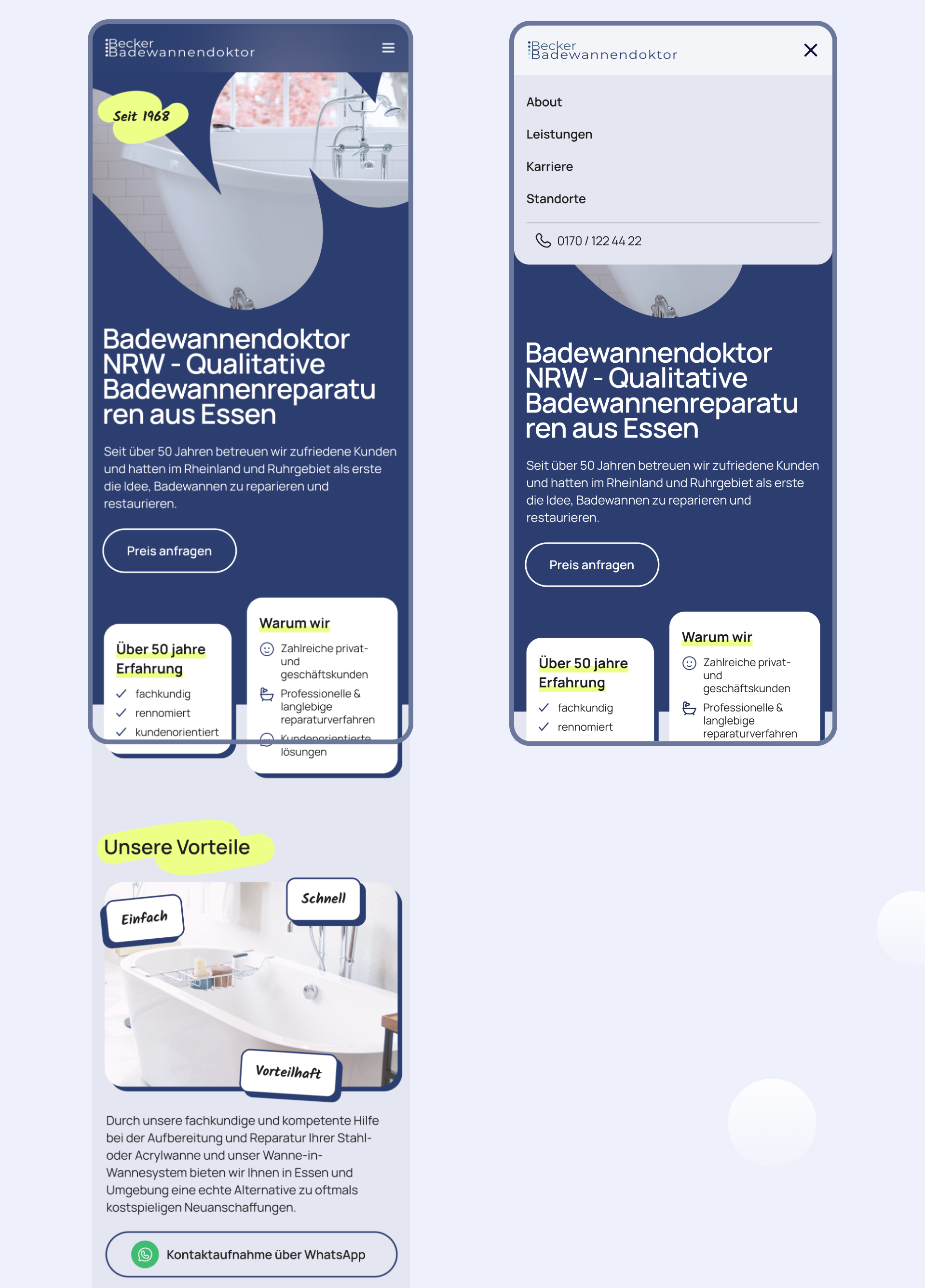 Badewannendoktor |сайт реставрации ван — Изображение №7 — Интерфейсы на Dprofile