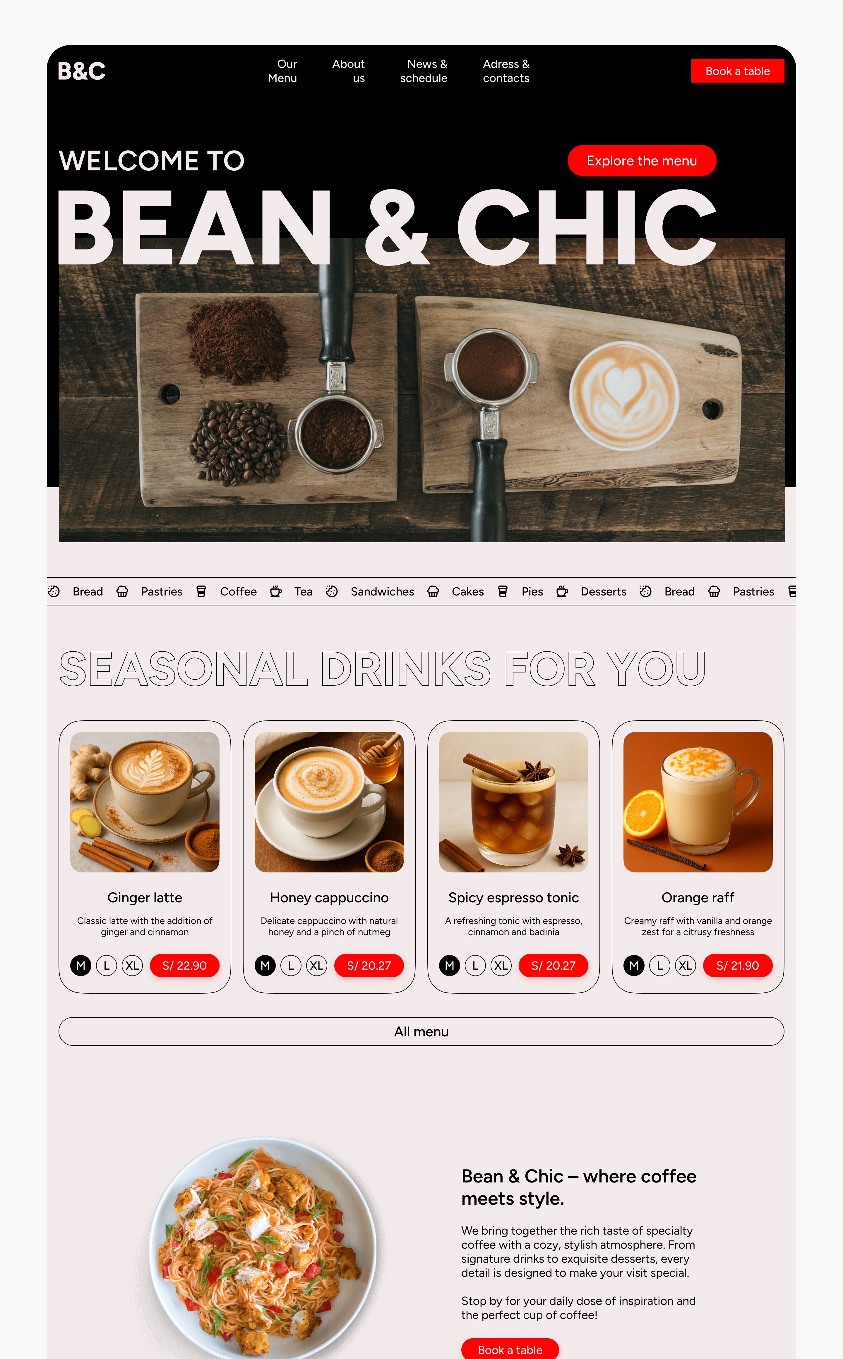 Bean & Chic - Cafe Web Design — Изображение №4 — Интерфейсы на Dprofile