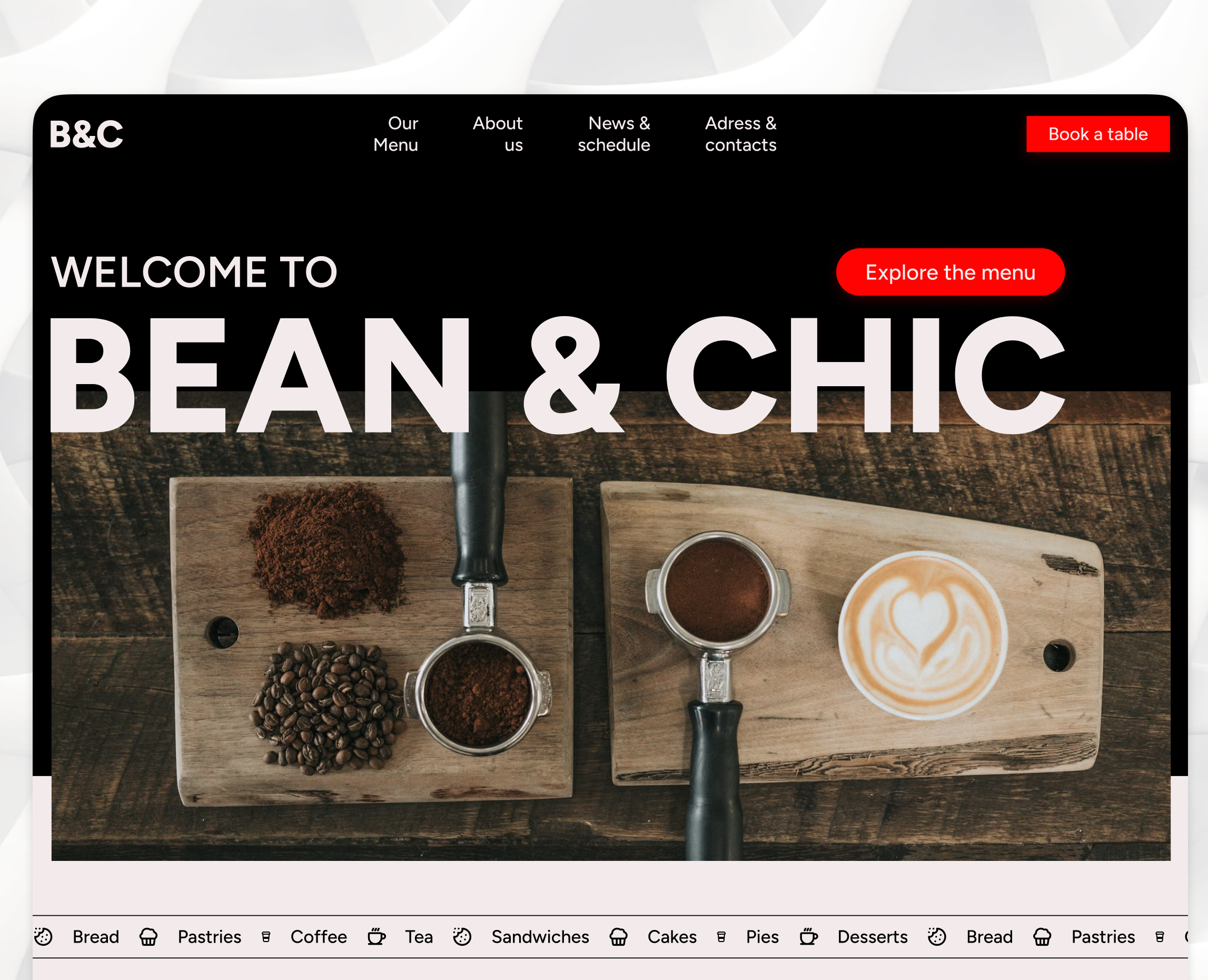 Bean & Chic - Cafe Web Design — Интерфейсы на Dprofile