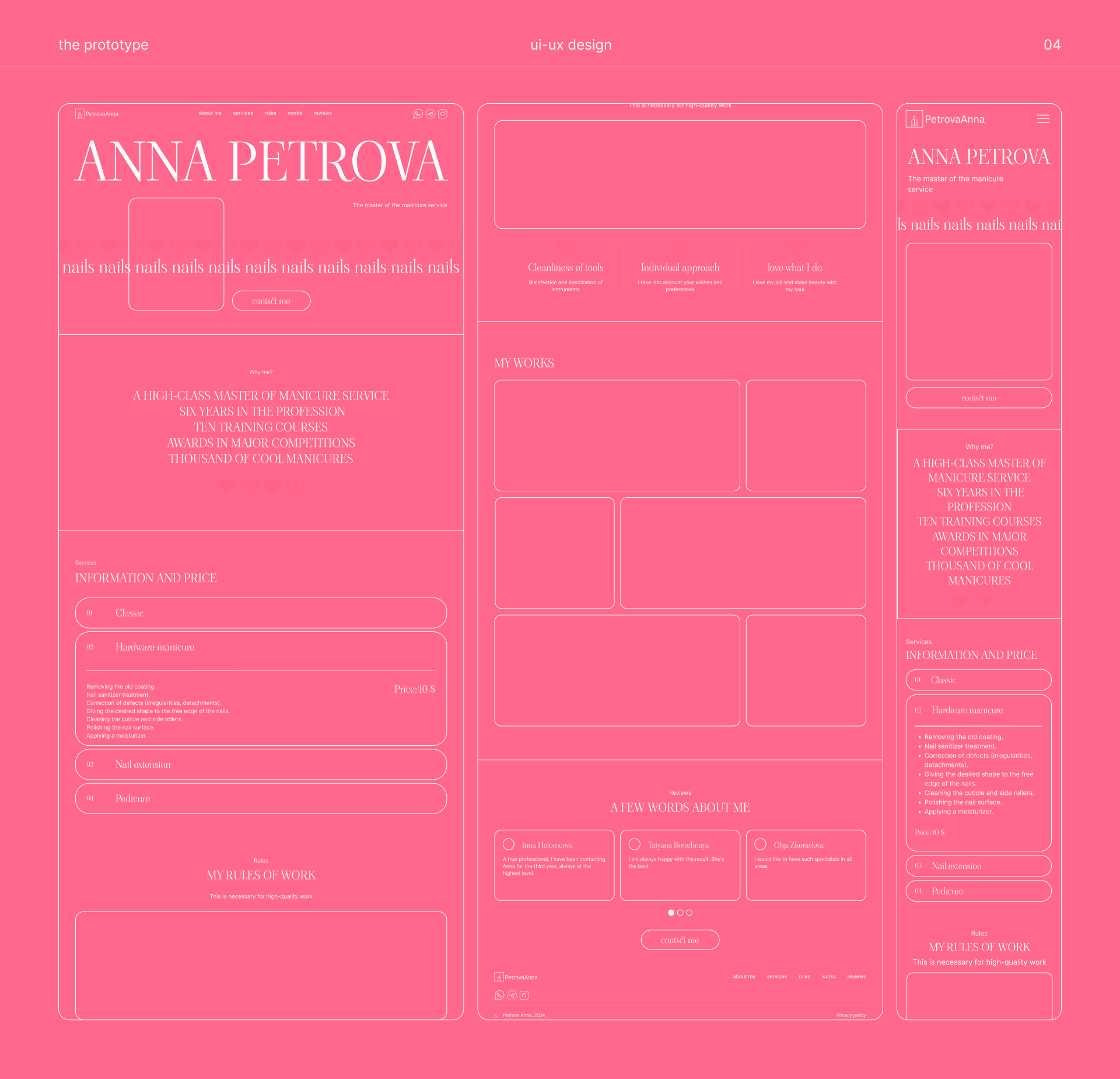 landing page for a manicure service master — Изображение №6 — Интерфейсы на Dprofile