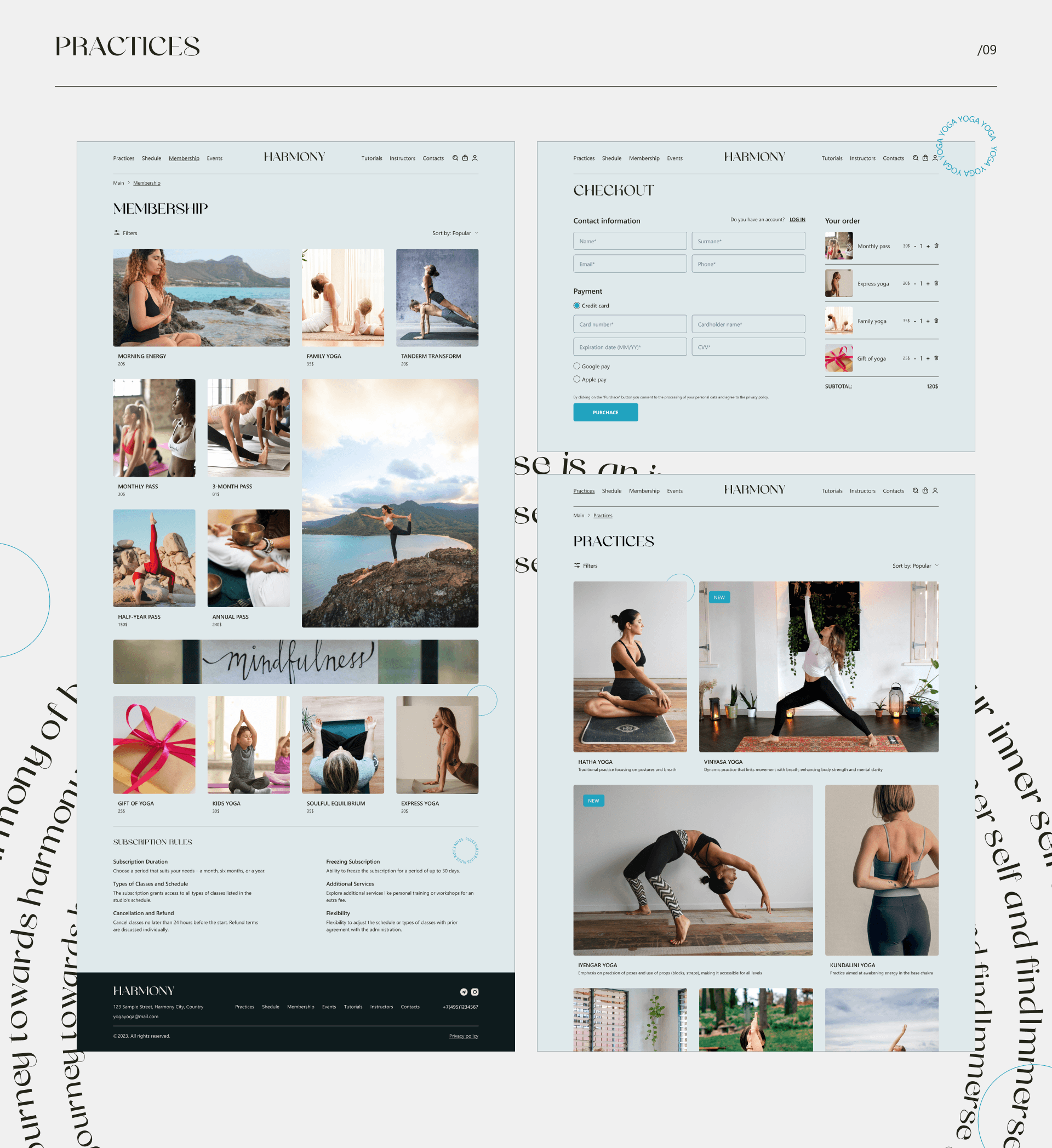 Yoga studio HARMONY — Изображение №12 — Анимация, Интерфейсы на Dprofile