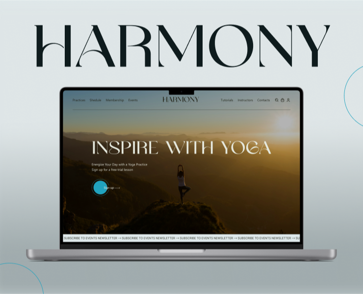 Yoga studio HARMONY — Интерфейсы, Анимация на Dprofile