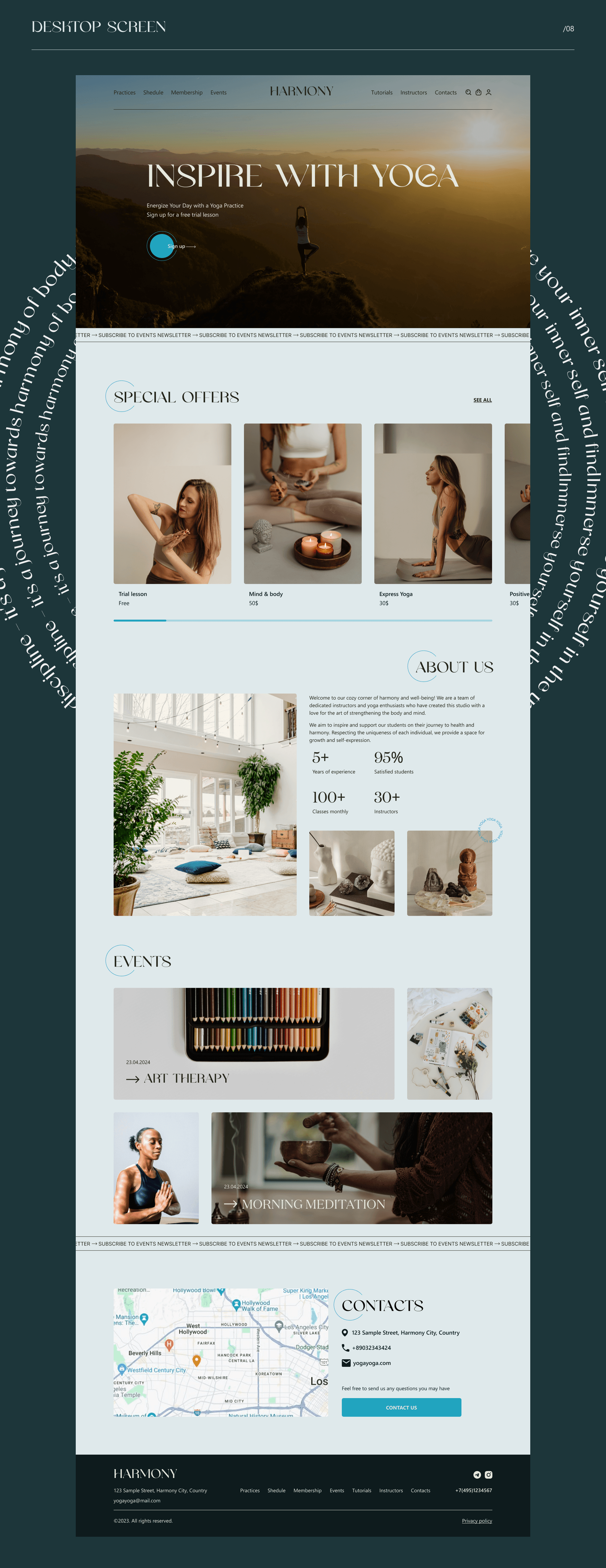 Yoga studio HARMONY — Изображение №10 — Анимация, Интерфейсы на Dprofile