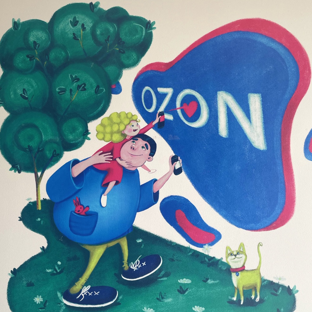 Иллюстрации. Оформление пунктов выдачи заказов бренда «Оzon» — Изображение №12 — Брендинг, Иллюстрация на Dprofile