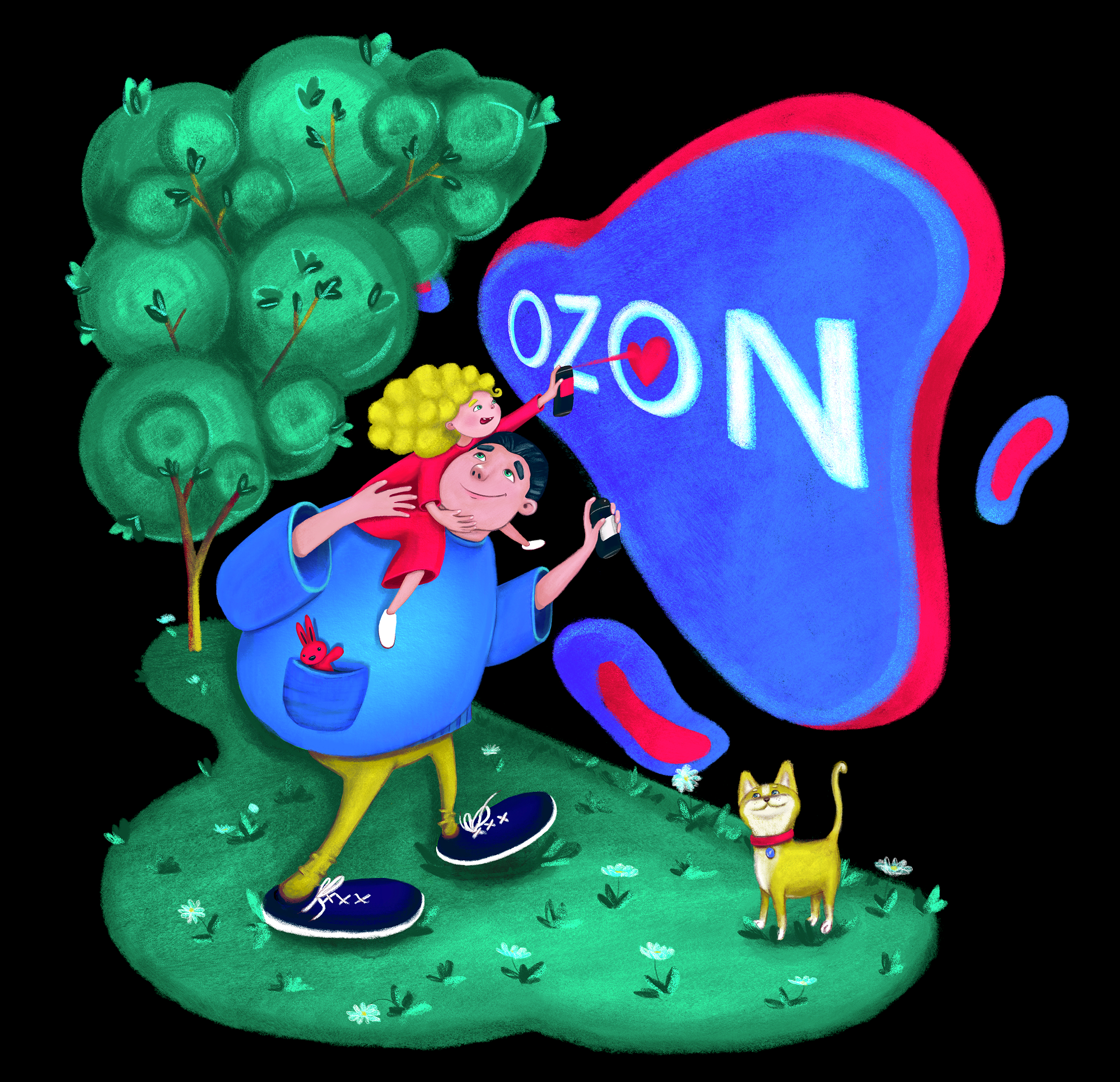 Иллюстрации. Оформление пунктов выдачи заказов бренда «Оzon» — Изображение №10 — Брендинг, Иллюстрация на Dprofile