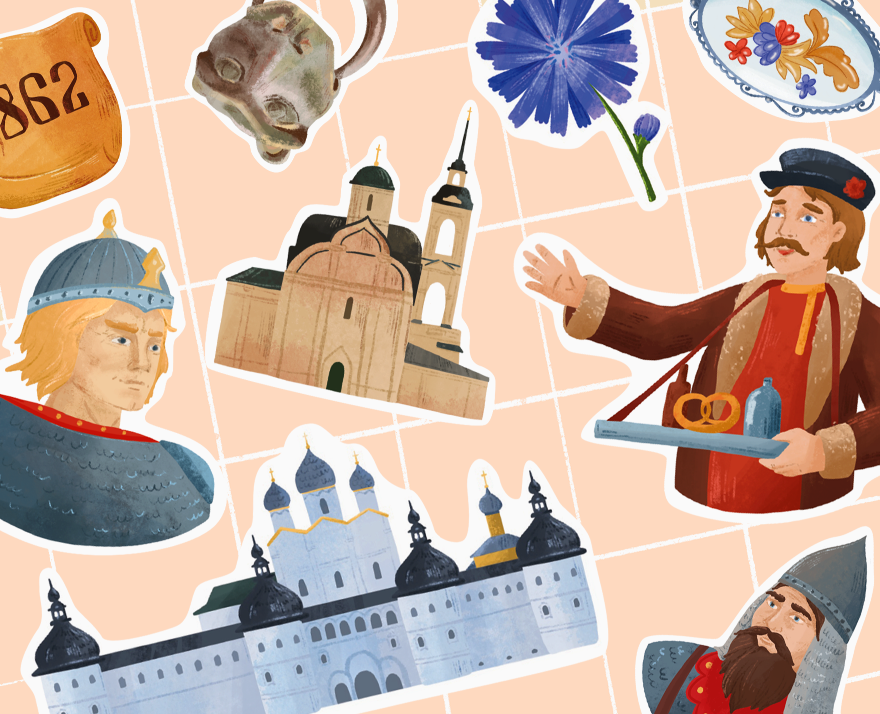 Дизайн стикеров для туристической компании по мотивам экскурсий на Dprofile