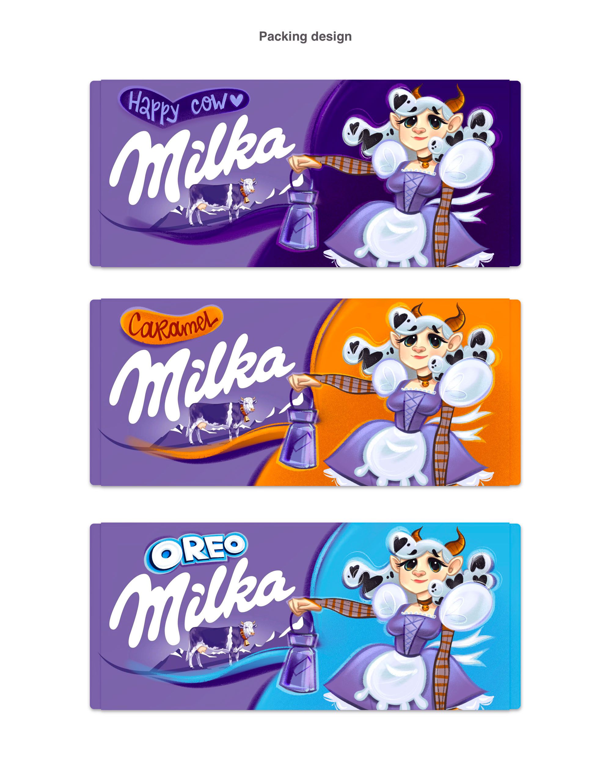 ХУМАНИЗАЦИЯ бренда Milka — разработка дизайна упаковки — Изображение №5 — Брендинг, Иллюстрация на Dprofile