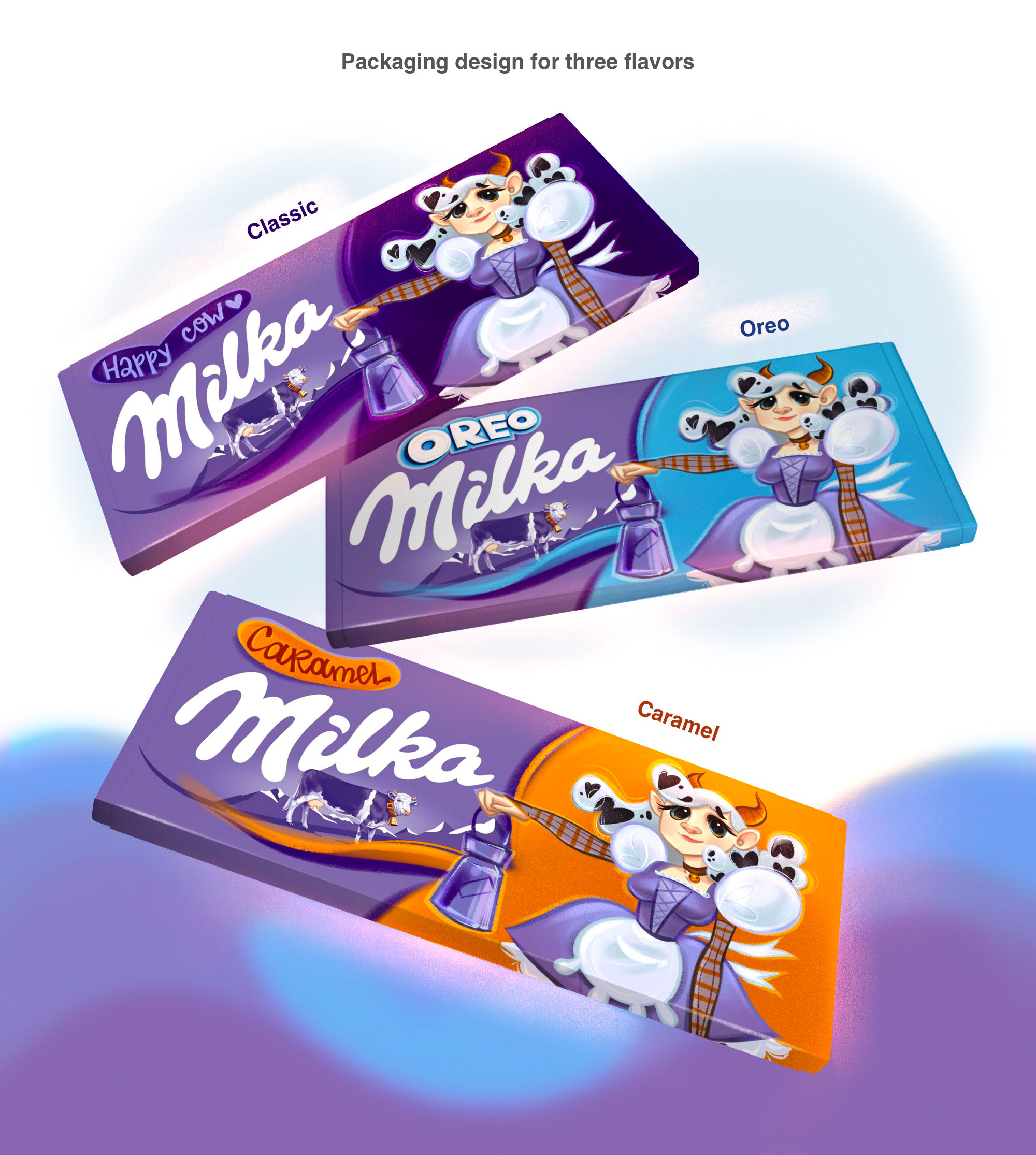 ХУМАНИЗАЦИЯ бренда Milka — разработка дизайна упаковки — Изображение №7 — Брендинг, Иллюстрация на Dprofile