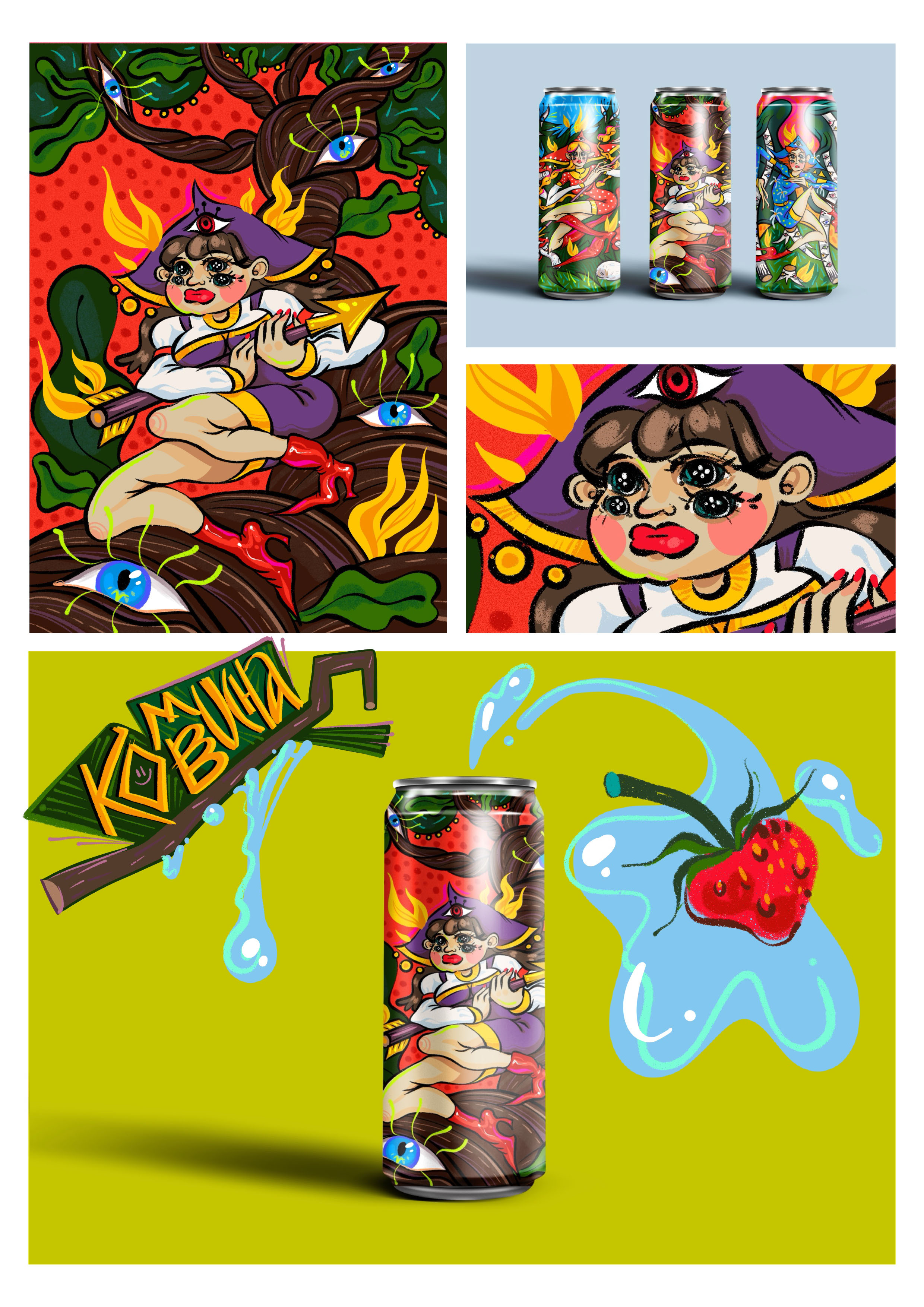 KOMBUCHA иллюстрация к упаковке — Изображение №4 — Брендинг, Иллюстрация на Dprofile