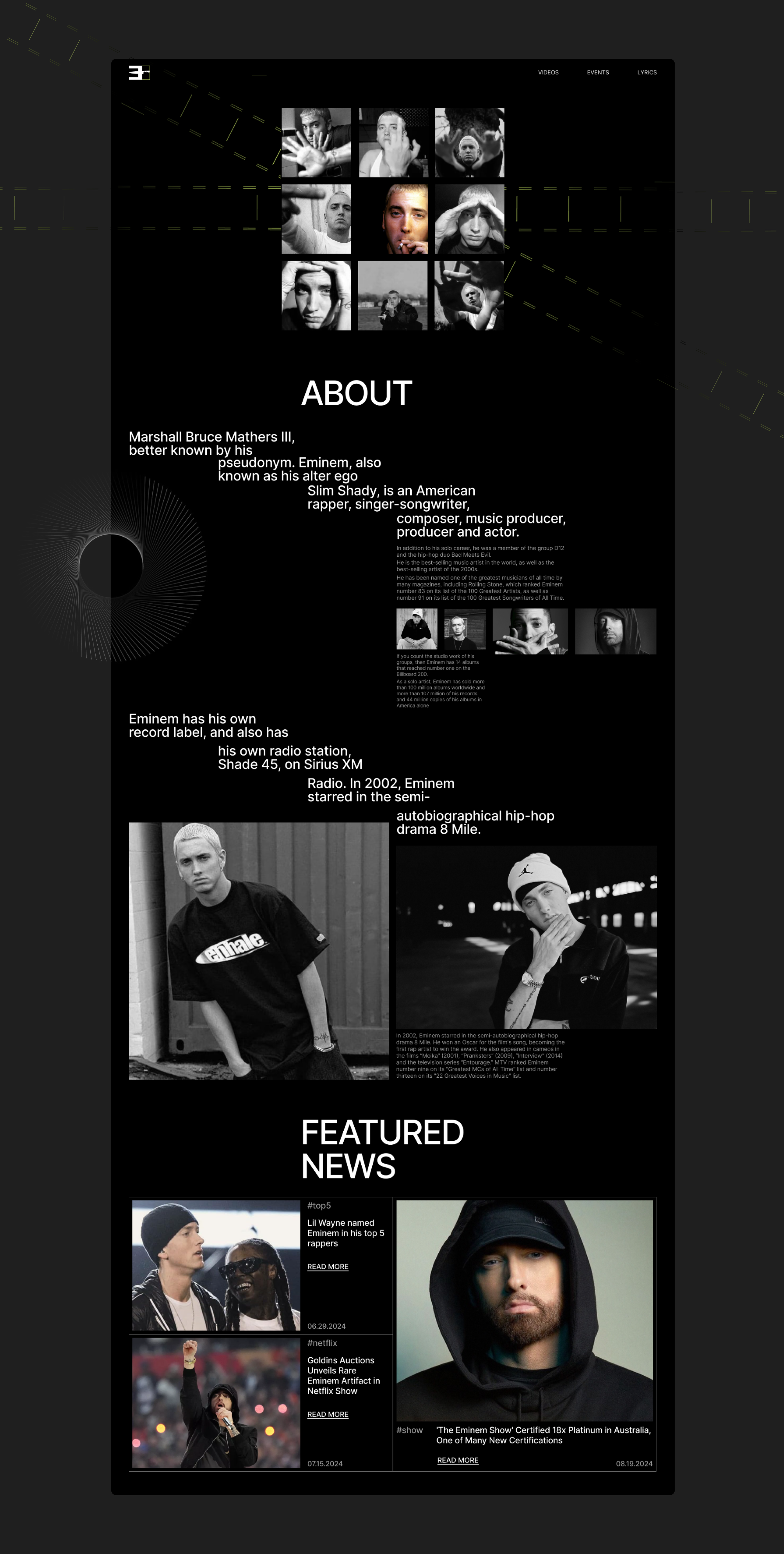 EMINEM | CORPORATE WEBSITE — Изображение №2 — Интерфейсы на Dprofile