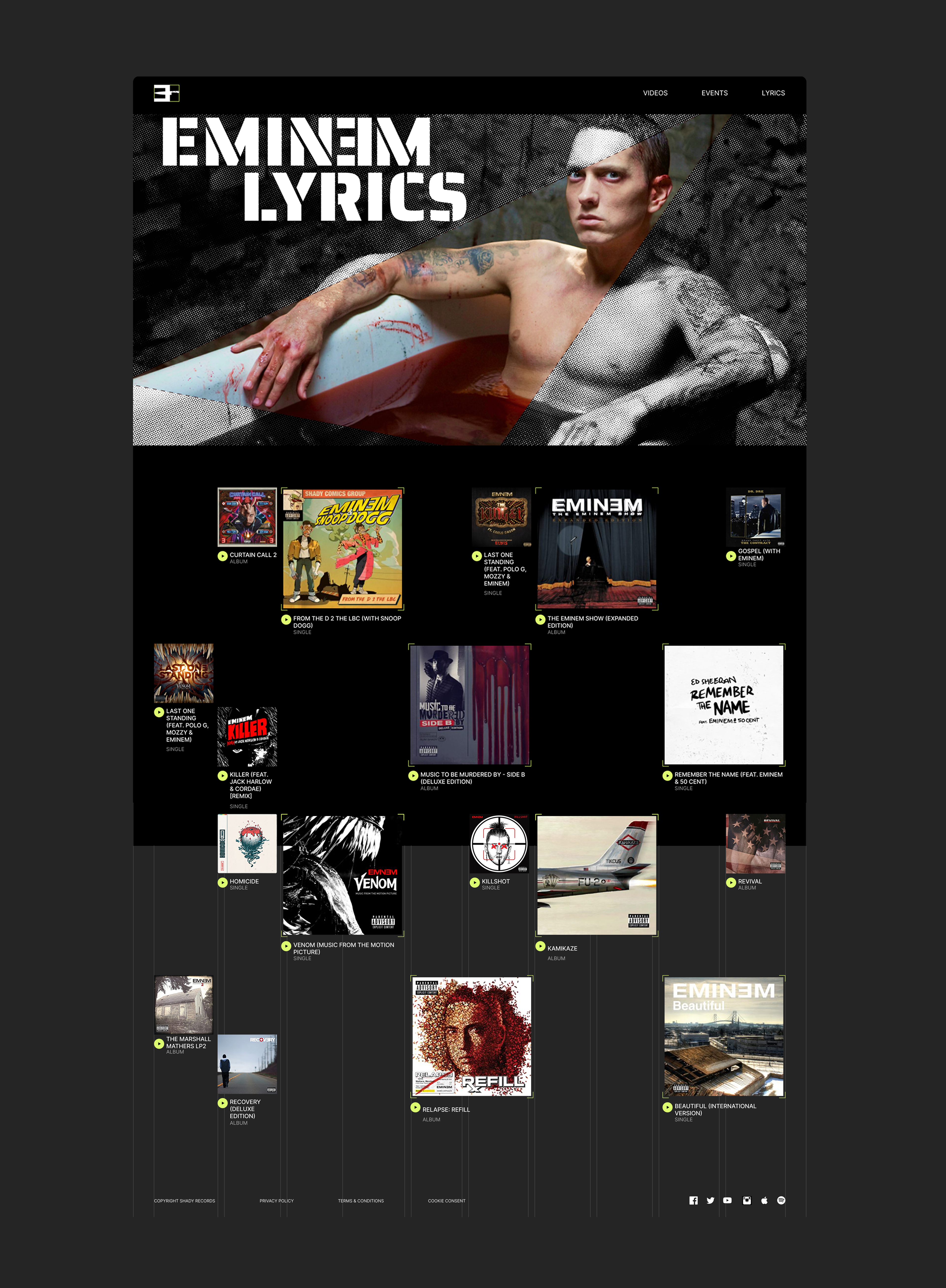 EMINEM | CORPORATE WEBSITE — Изображение №8 — Интерфейсы на Dprofile