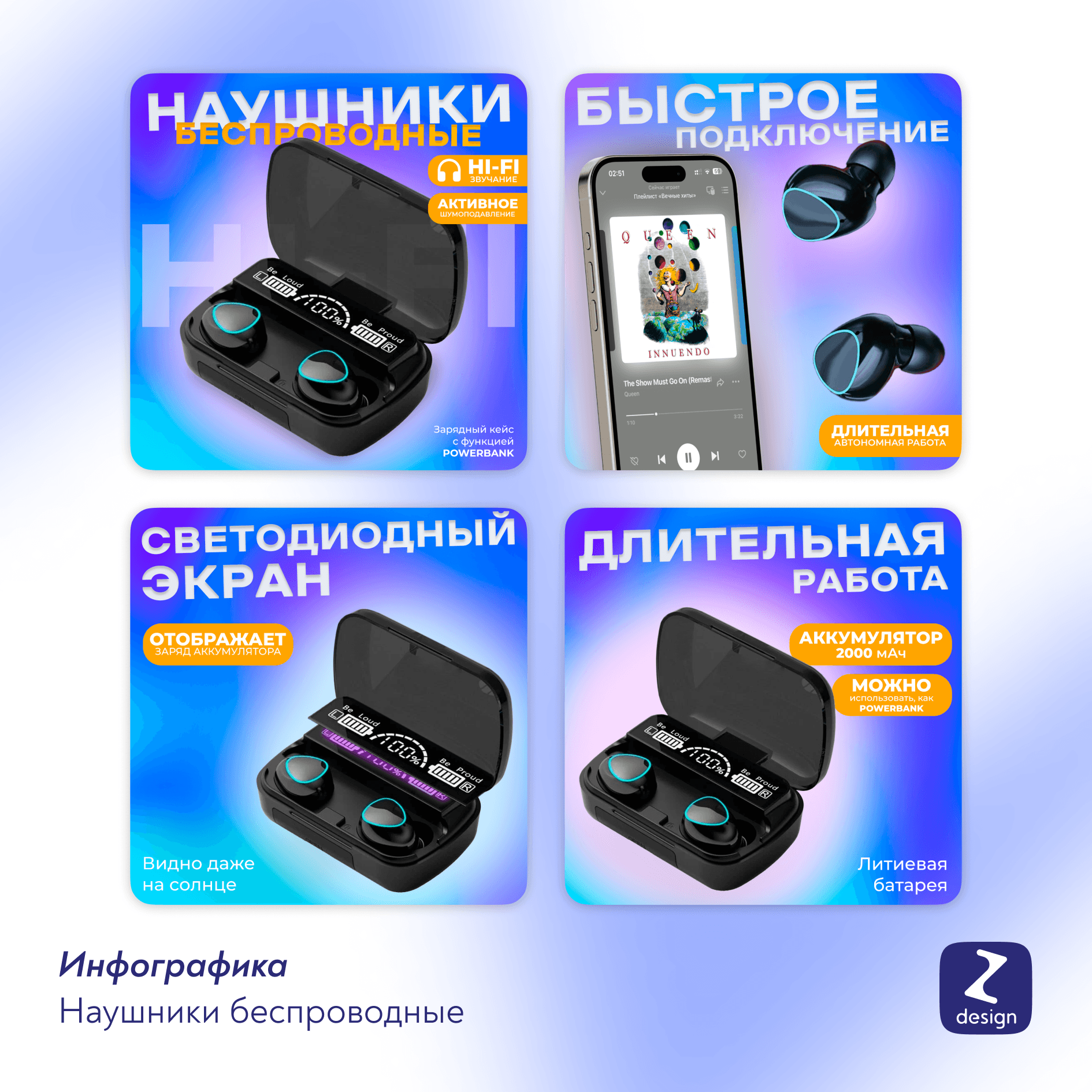 Инфографика для беспроводных наушников | Ozon — Изображение №3 — Графика на Dprofile