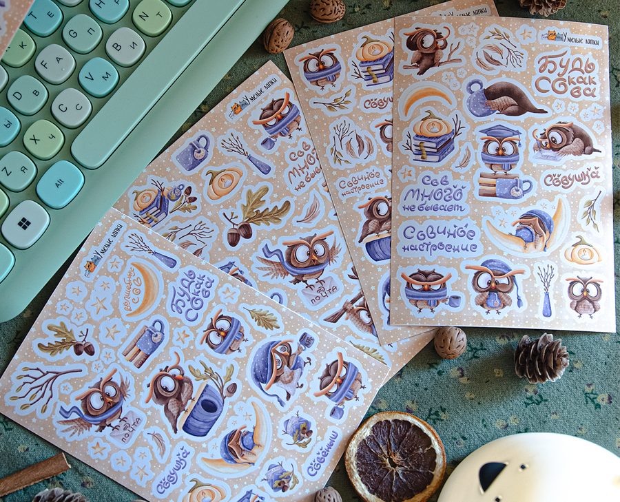 Стикерпак "Милые совы" / "Cute owls" sticker pack — Брендинг, Иллюстрация на Dprofile