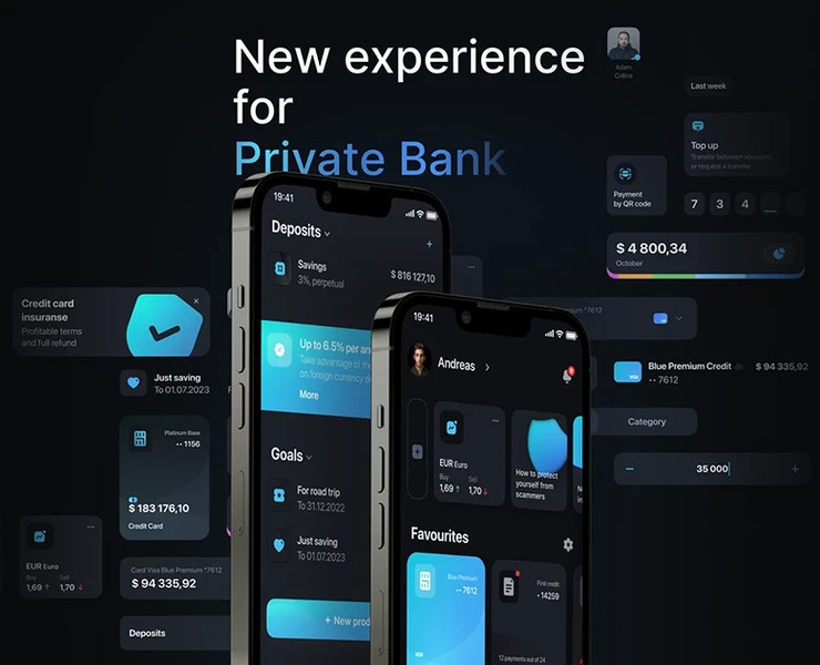 Private Bank Application — Интерфейсы, Иллюстрация, Графика на Dprofile
