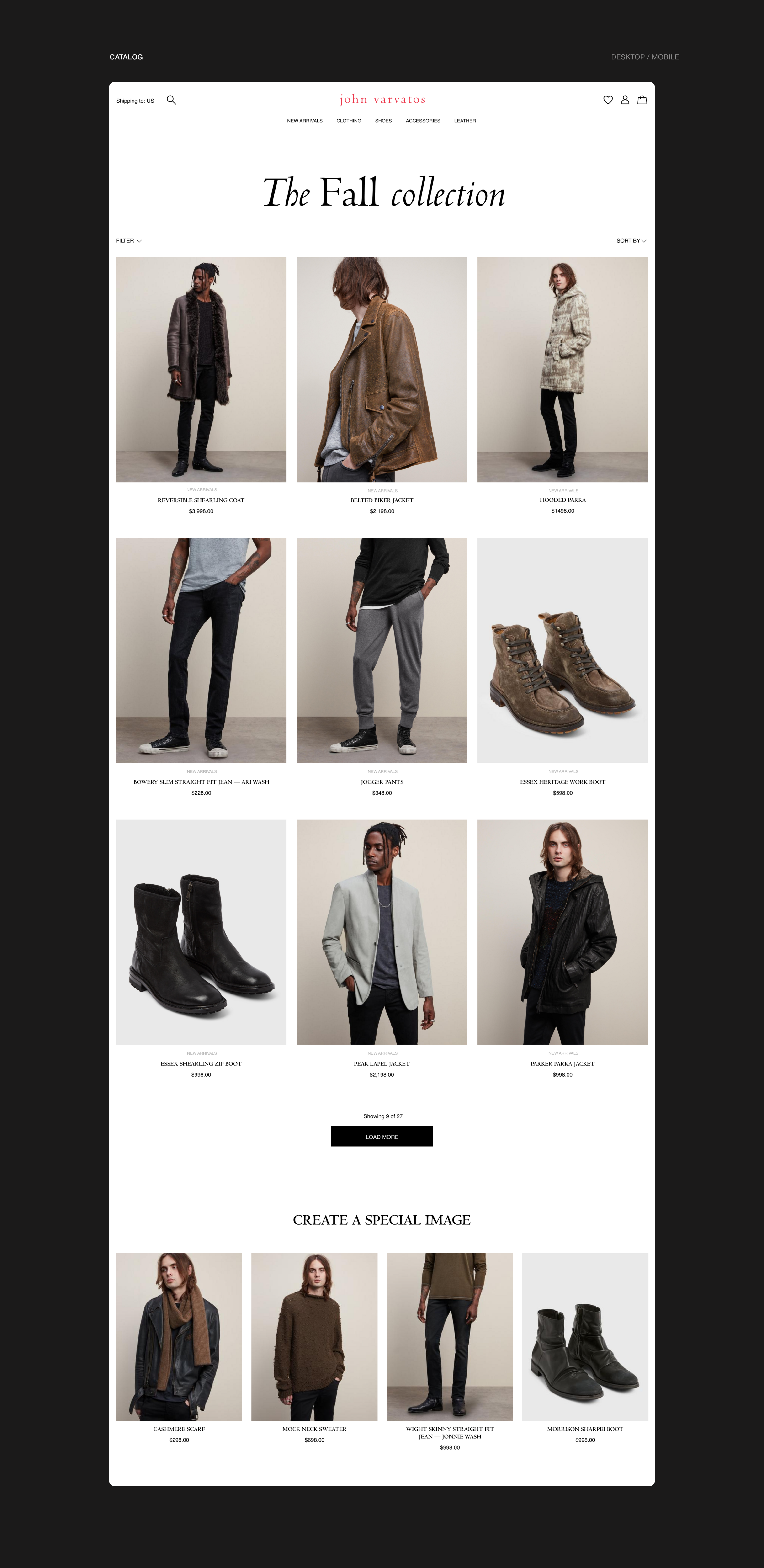 JOHN VARVATOS — E-commerce redesign concept — Изображение №3 — Интерфейсы на Dprofile