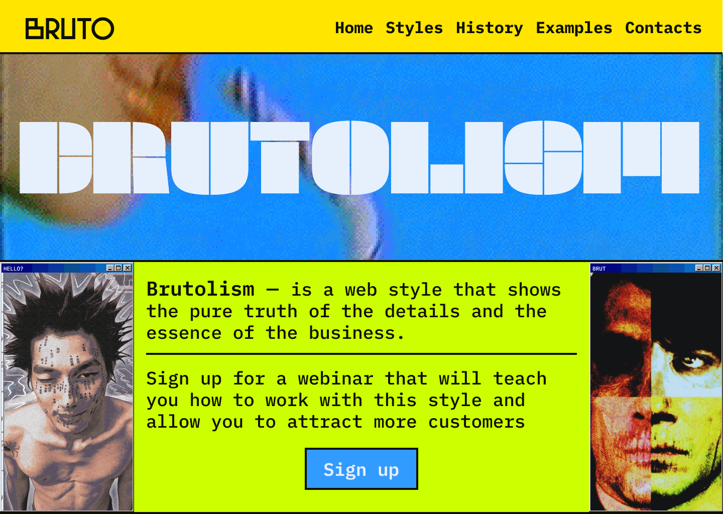 Retr0 Bruta1ism Landing Page — Изображение №14 — Интерфейсы на Dprofile