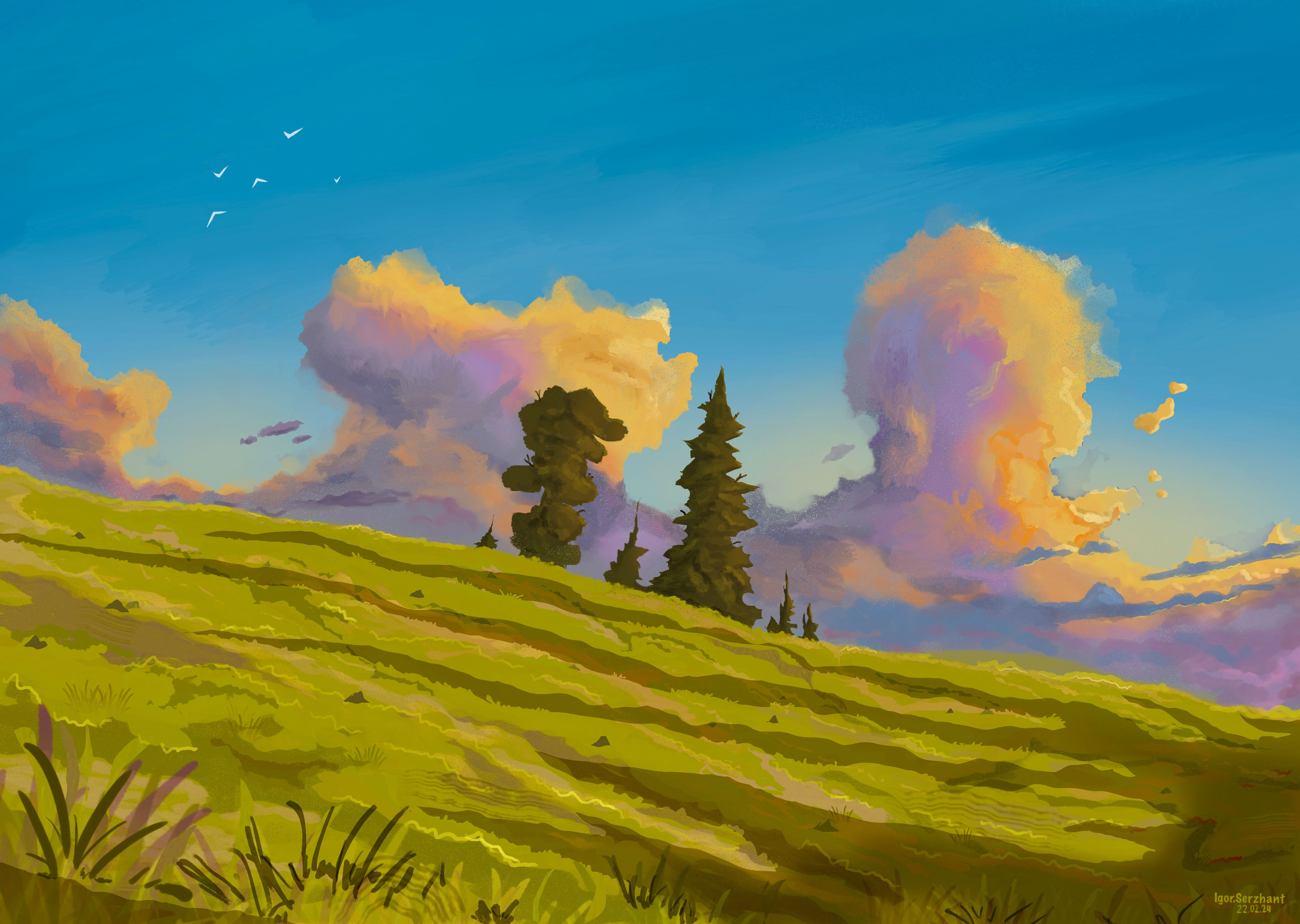 Landscape sunset — Изображение №1 — Иллюстрация на Dprofile