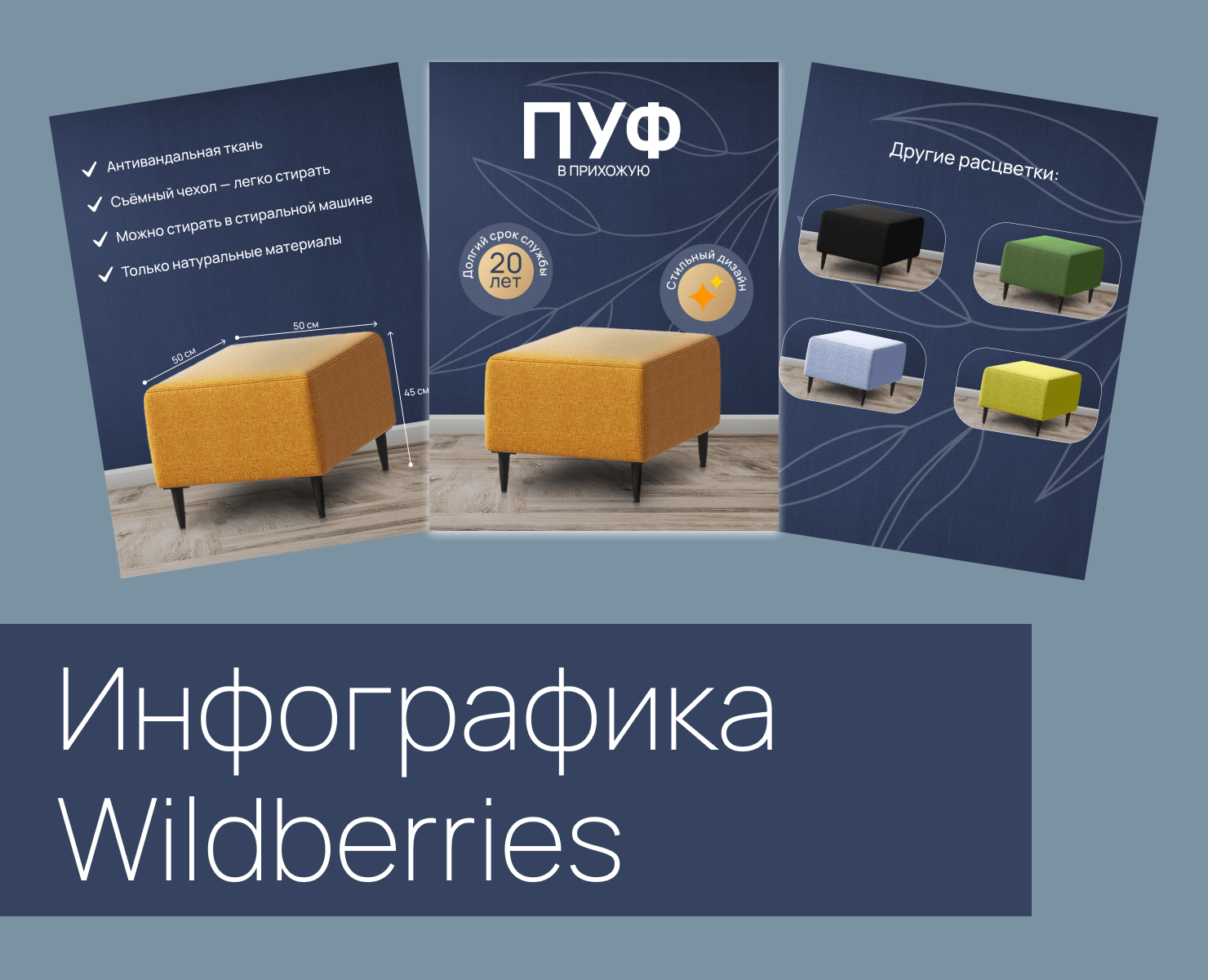 Инфографика Wildberries/ Пуф для дома — Графика, Маркетинг на Dprofile