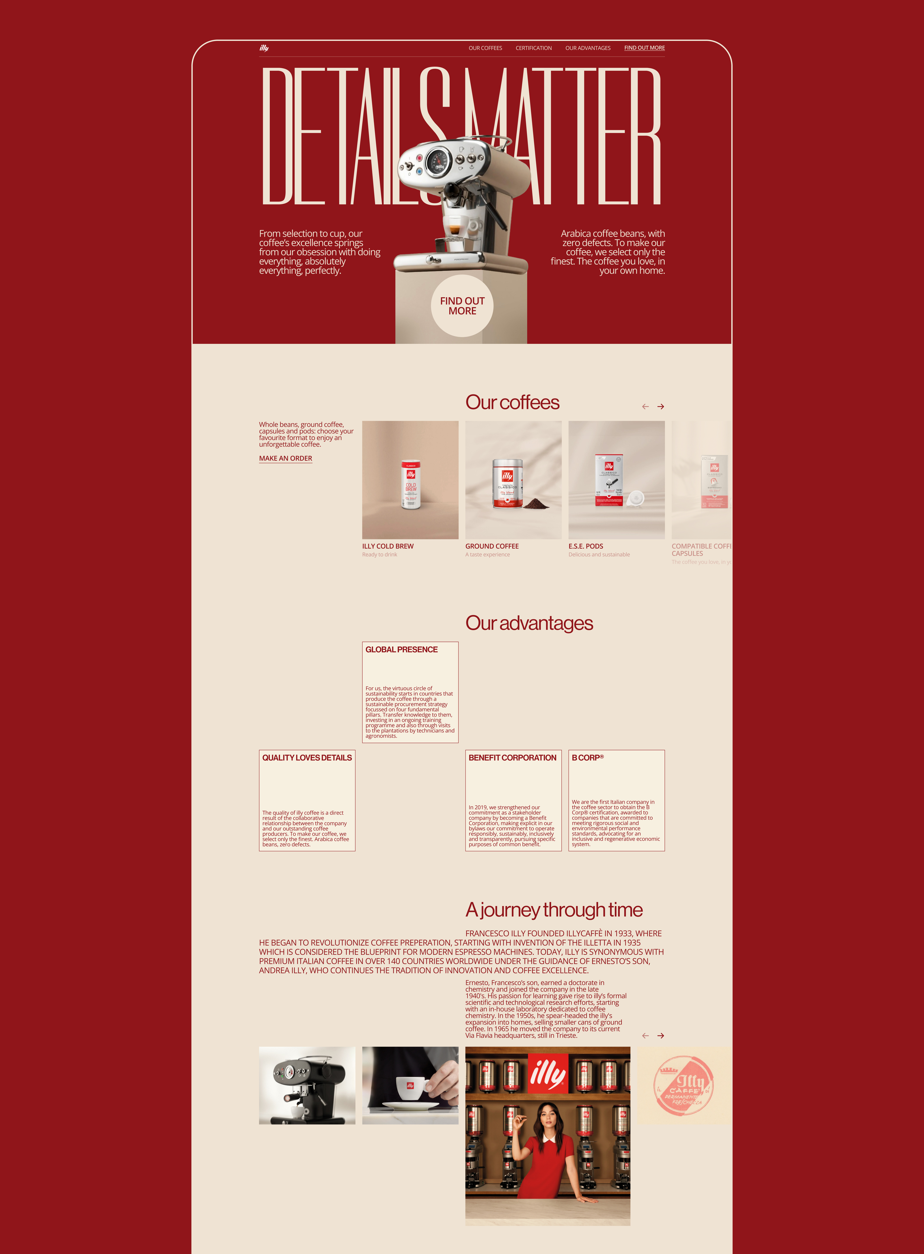 landing page | ILLY | coffee | redesign — Изображение №3 — Интерфейсы, Анимация на Dprofile