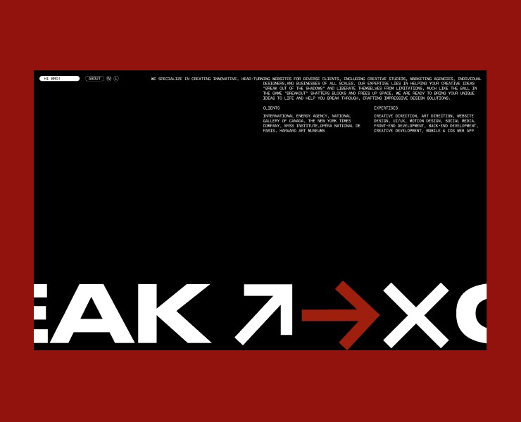 Breakout studio website concept — Интерфейсы, Брендинг на Dprofile