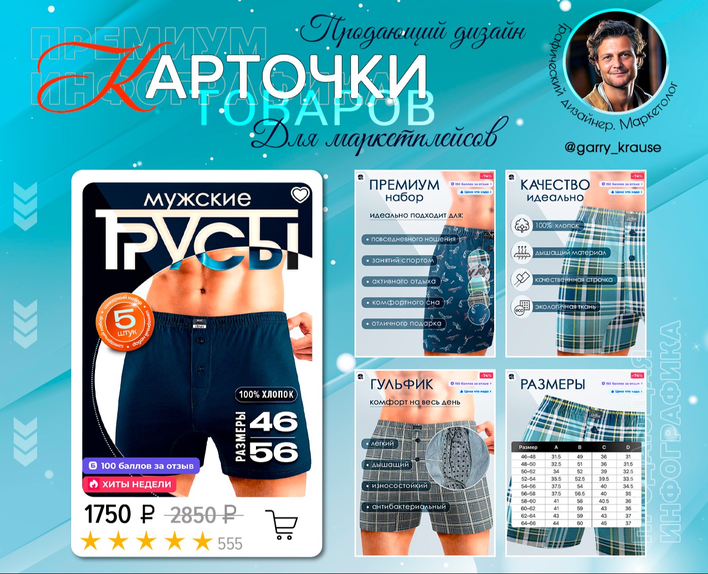 Дизайн OZON Трусы мужские — Графика, Маркетинг на Dprofile