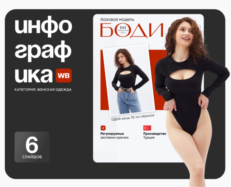Дизайн карточки товара Инфографика женская одежда — Графика, Маркетинг на Dprofile