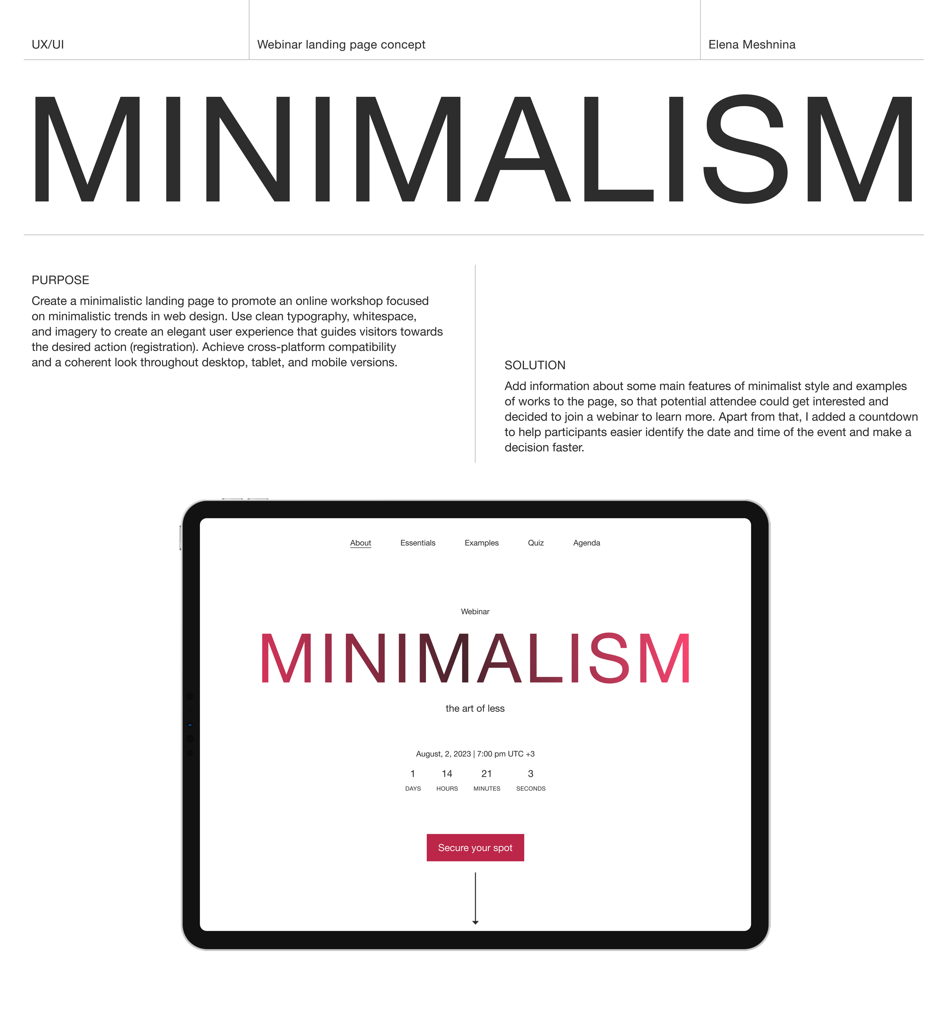 Landing Page Concept | Webinar | UX/UI Design — Изображение №1 — Интерфейсы на Dprofile
