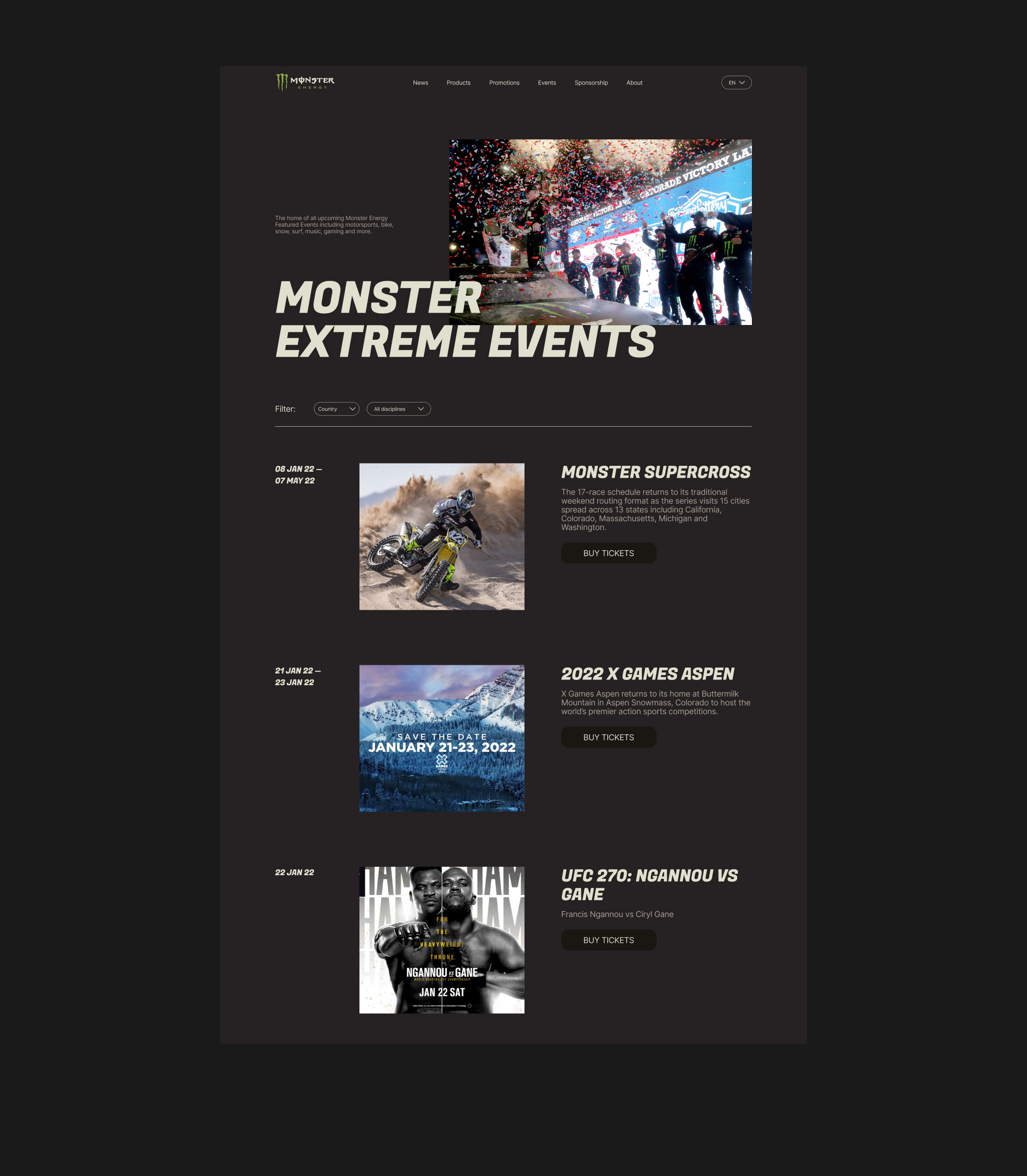 Monster Energy - website redesign — Изображение №7 — Интерфейсы на Dprofile