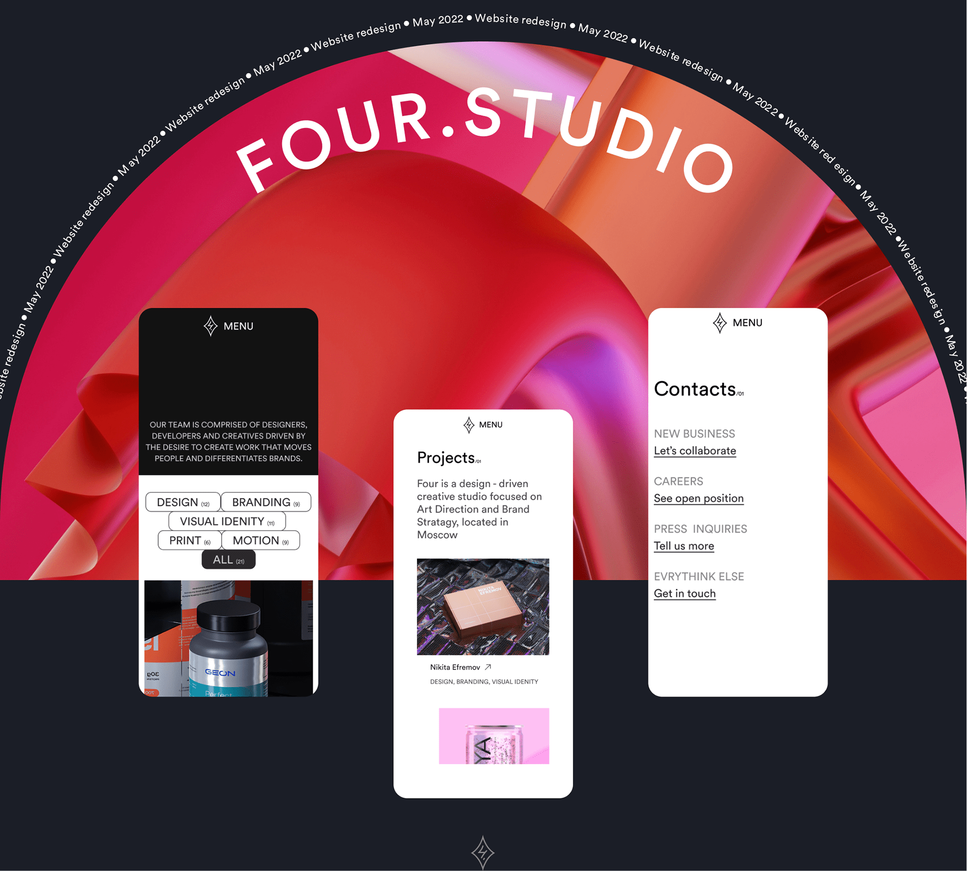 FOUR.STUDIO | website concept — Изображение №1 — Интерфейсы, Брендинг на Dprofile