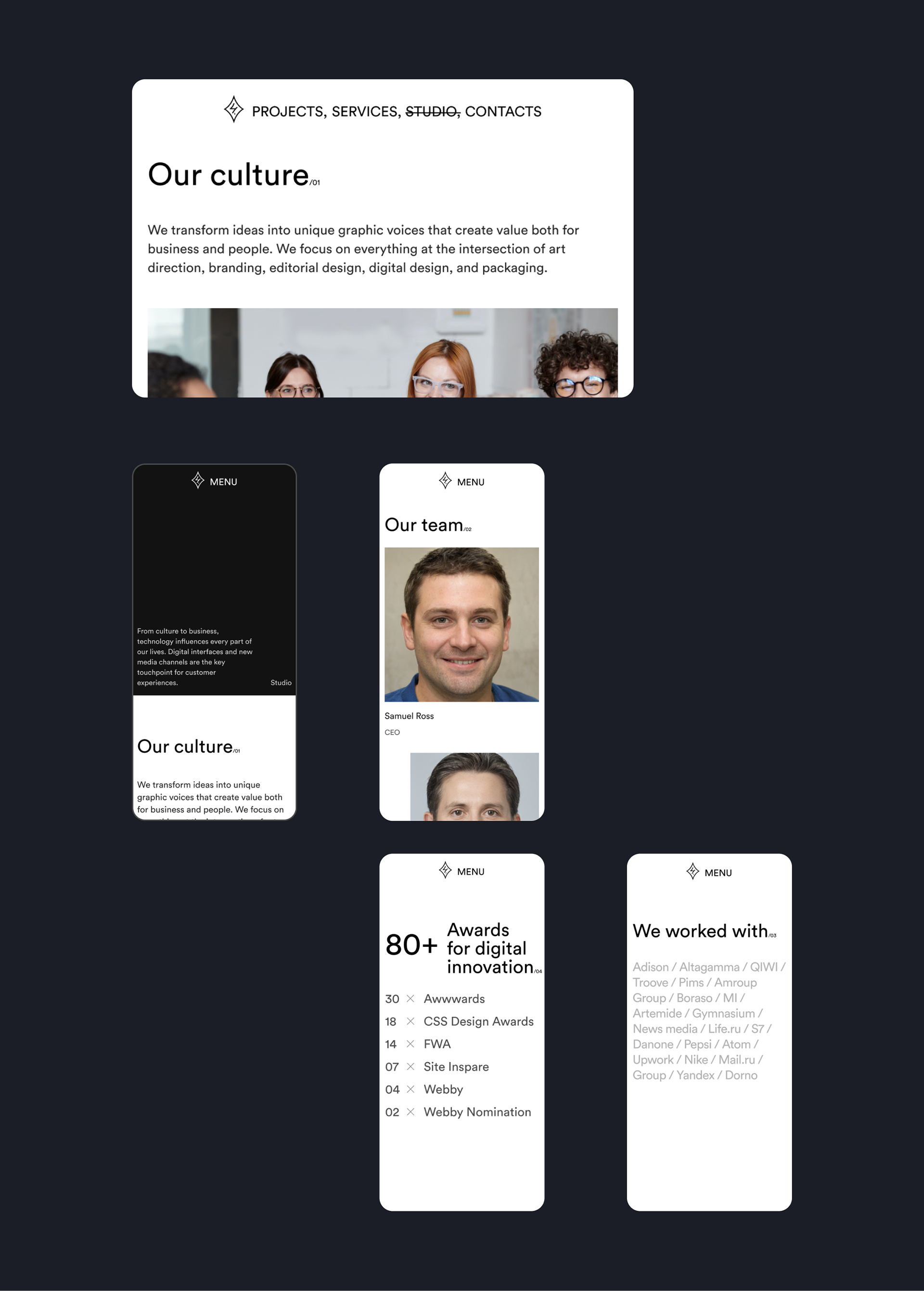 FOUR.STUDIO | website concept — Изображение №11 — Интерфейсы, Брендинг на Dprofile