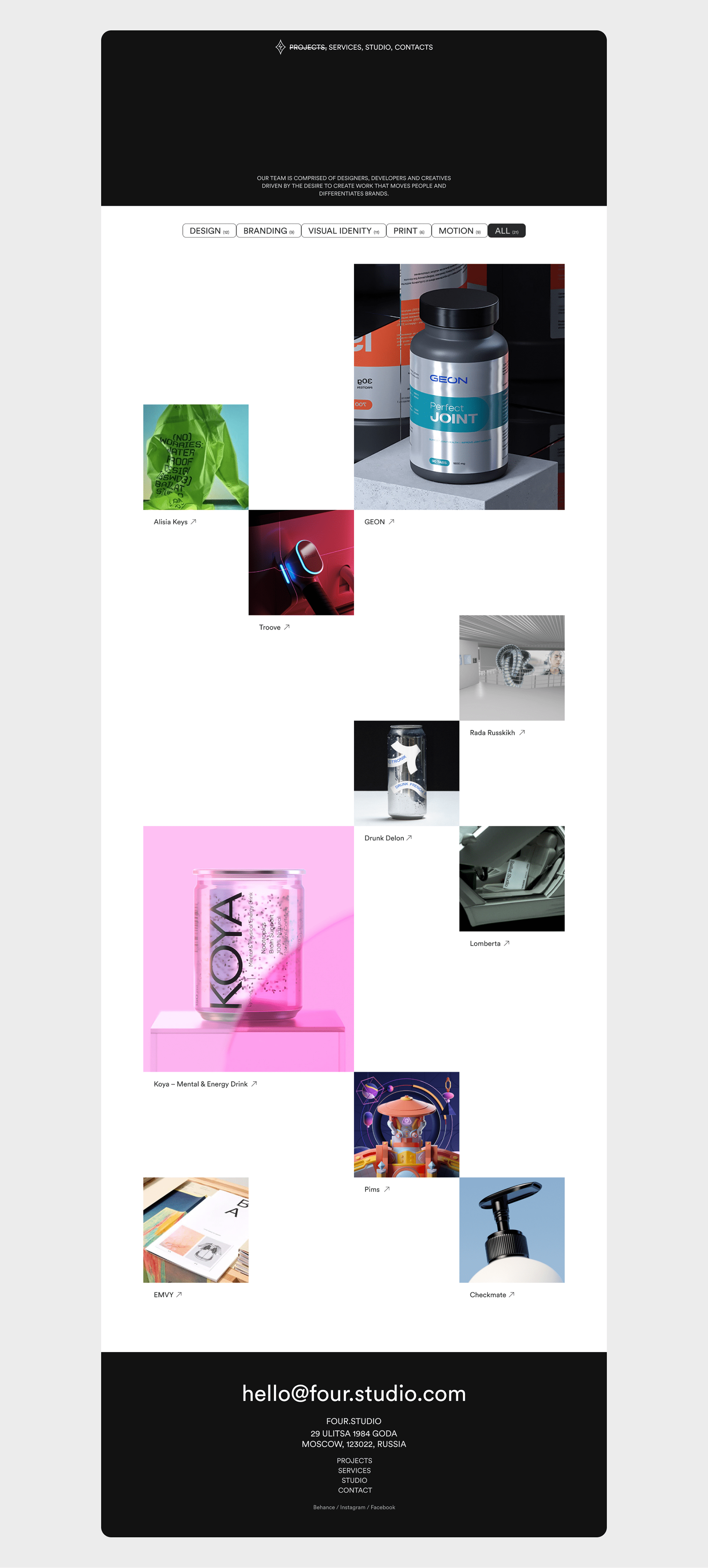 FOUR.STUDIO | website concept — Изображение №7 — Интерфейсы, Брендинг на Dprofile