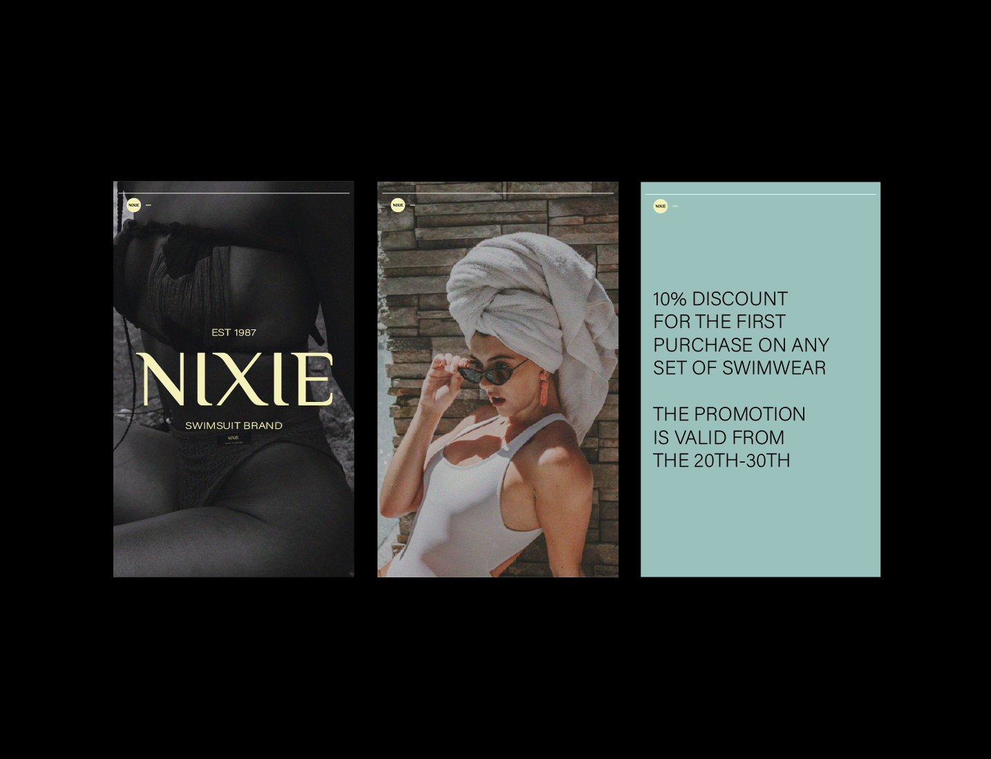 Identity NIXIE swimsuit brand — Изображение №12 — Брендинг, Графика на Dprofile
